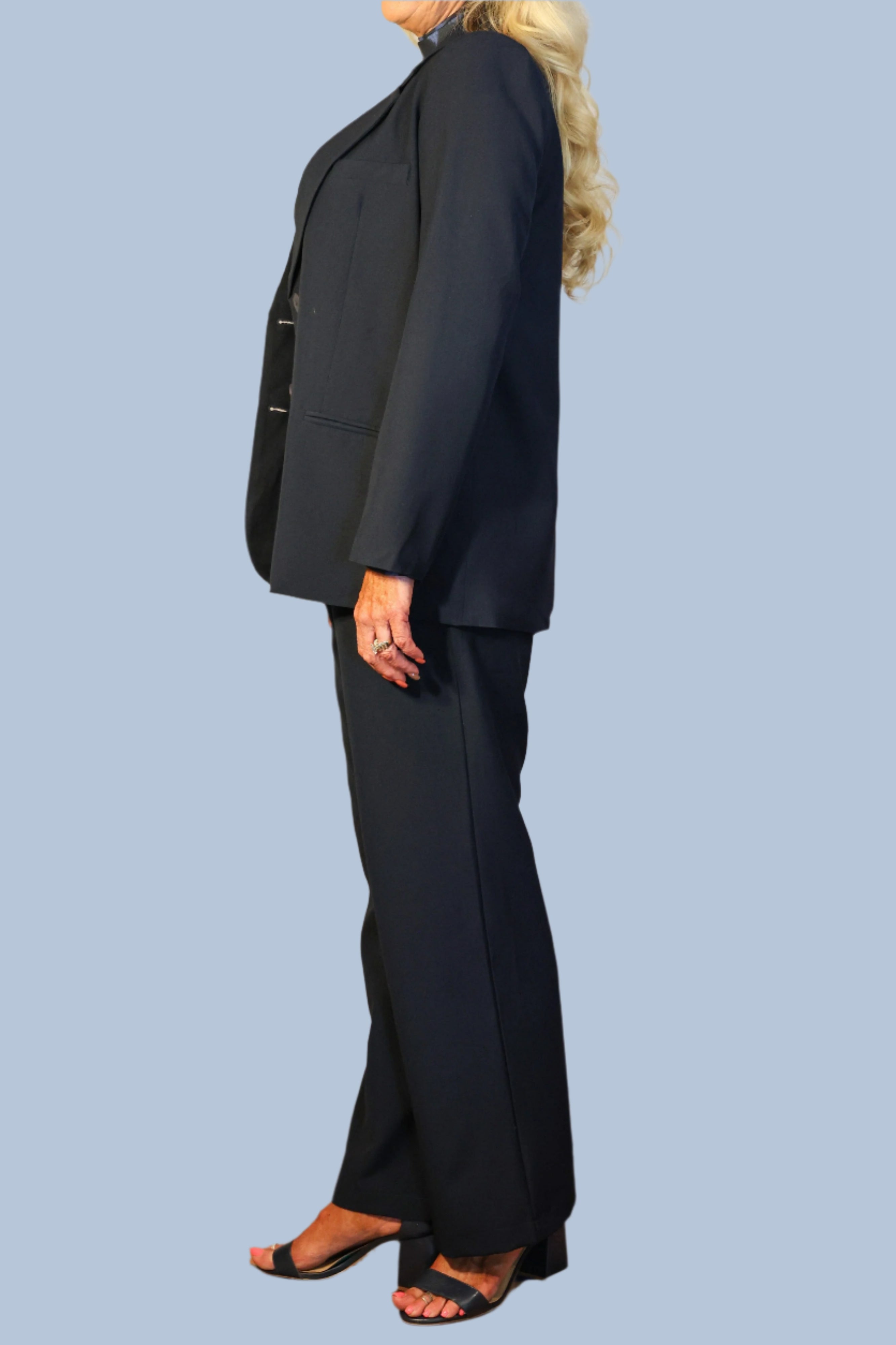 Wild Pony Navy Crepe Blazer-Blazers-Wild Pony-Deja Nu Boutique, Women's Fashion Boutique in Lampasas, Texas