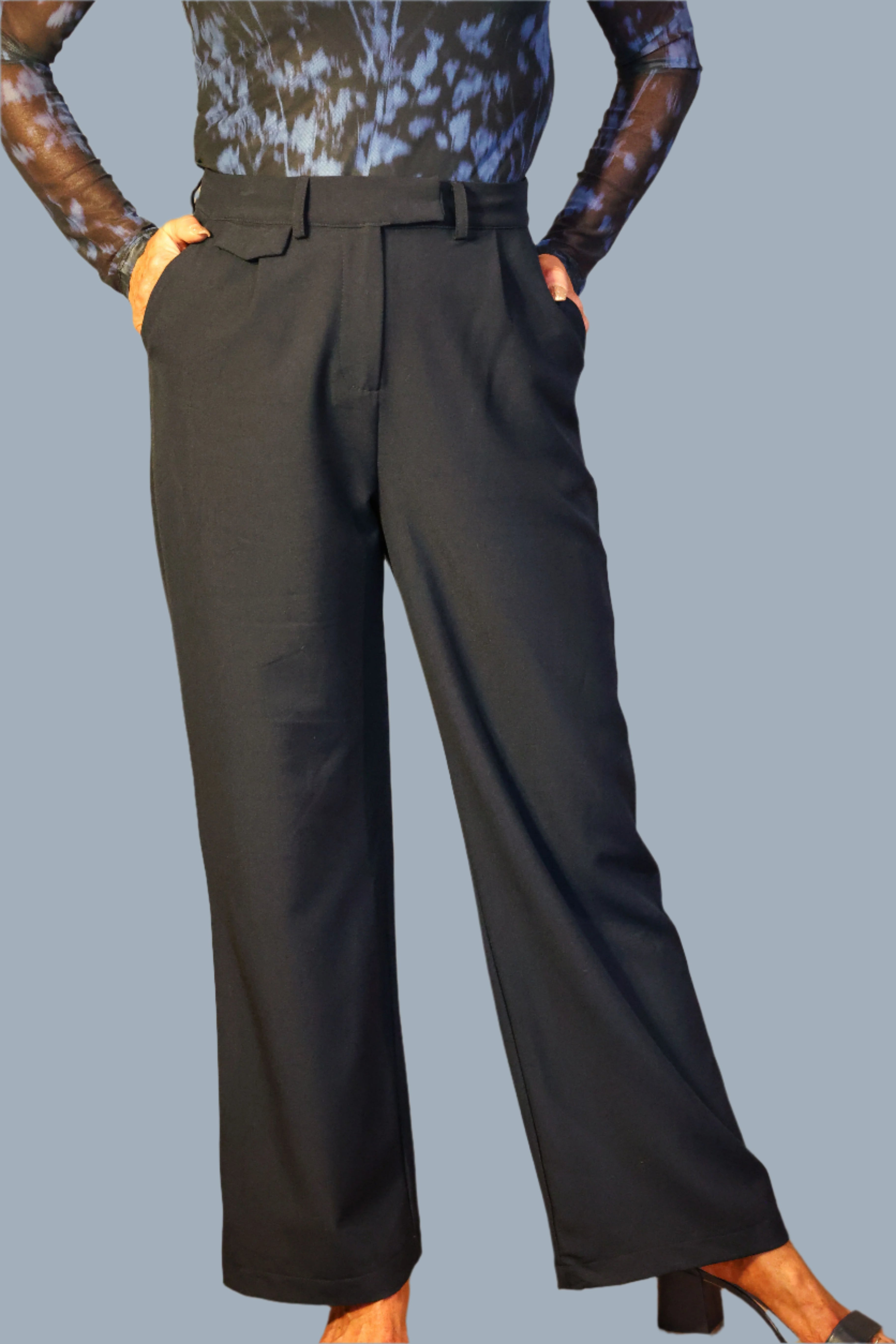 Wild Pony Navy Crepe Trouser-Pants-Wild Pony-Deja Nu Boutique, Women's Fashion Boutique in Lampasas, Texas