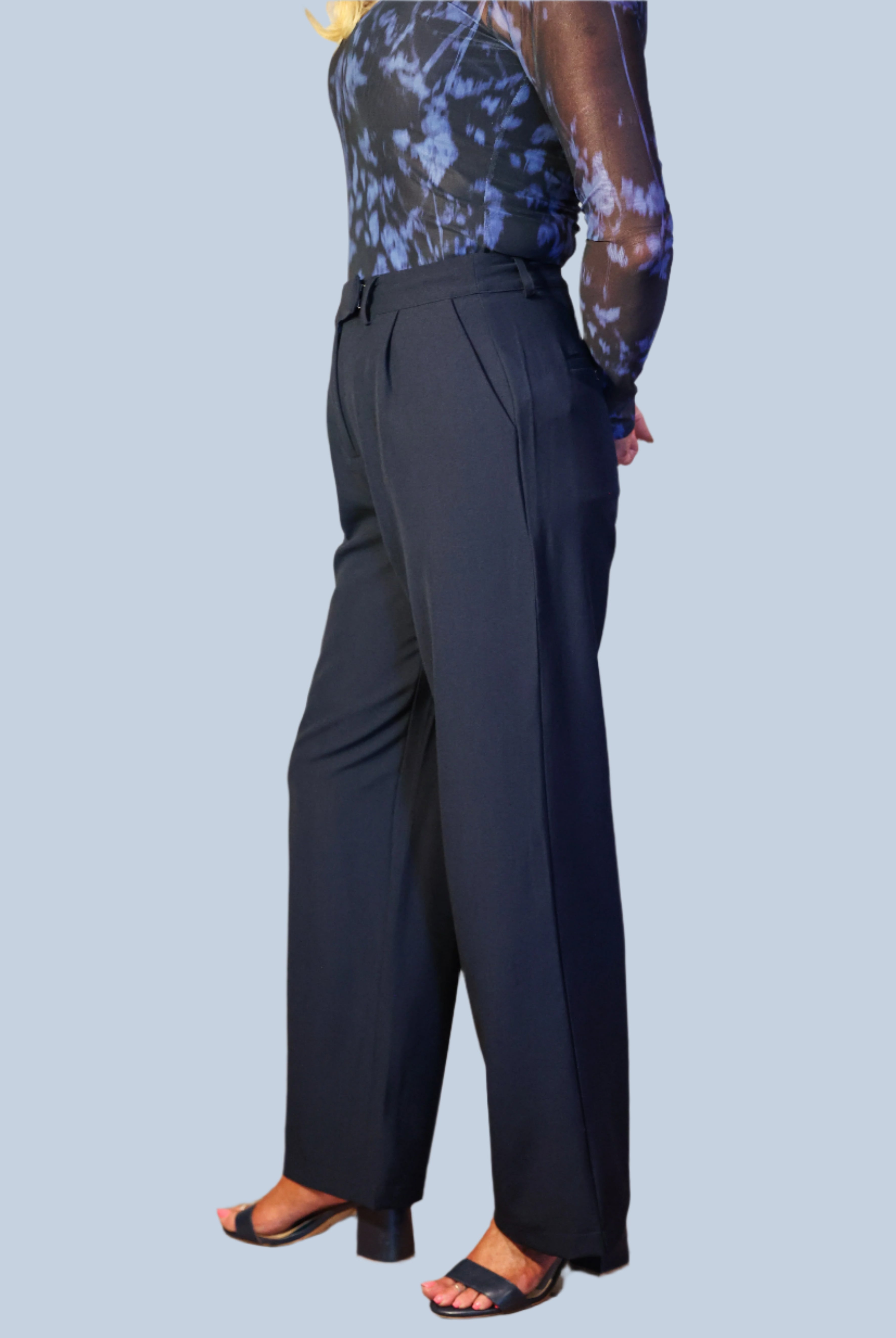 Wild Pony Navy Crepe Trouser-Pants-Wild Pony-Deja Nu Boutique, Women's Fashion Boutique in Lampasas, Texas