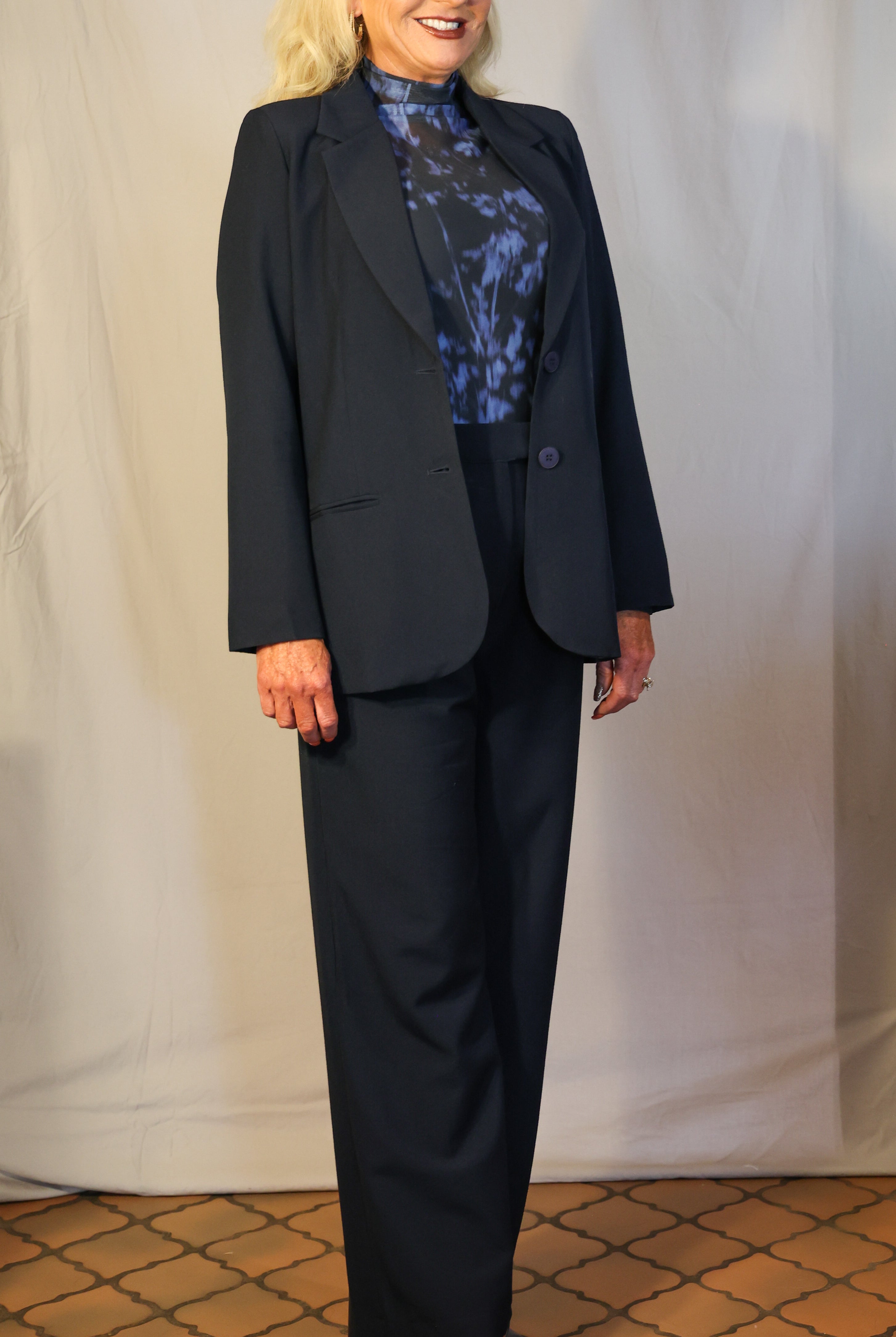 Wild Pony Navy Crepe Trouser-Pants-Wild Pony-Deja Nu Boutique, Women's Fashion Boutique in Lampasas, Texas