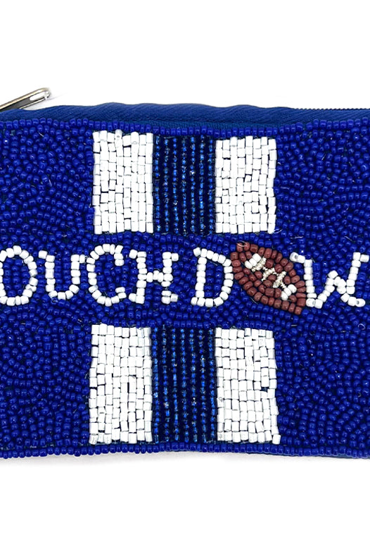 Women’s Blue Sparkly Touchdown Coin Purse-Coin Purse-Deja Nu Tx-Deja Nu Boutique, Women's Fashion Boutique in Lampasas, Texas