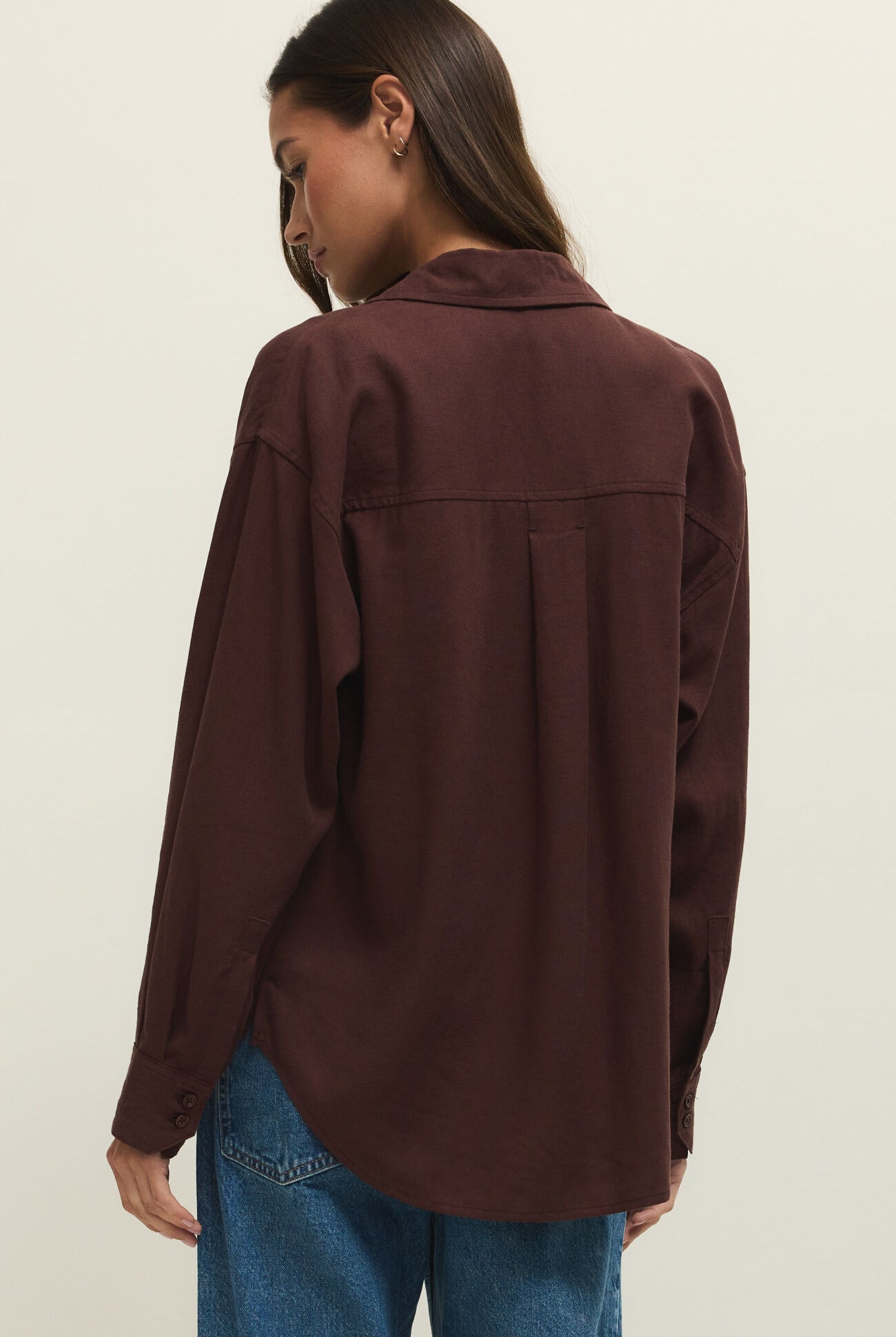 Z SUPPLY Alfie Button Up Shirt in Chocolate Cherry-shirts-Z Supply-Deja Nu Boutique, Women's Fashion Boutique in Lampasas, Texas