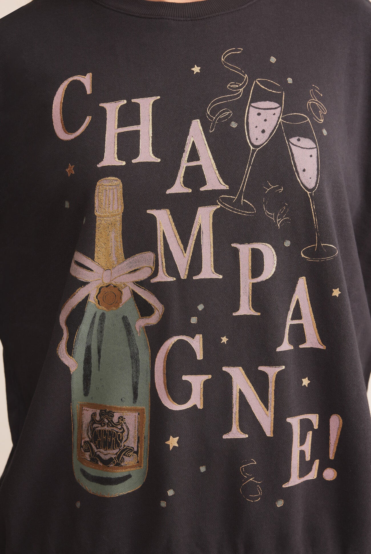 Z Supply Lounge Celebrate Sunday Sweatshirt In Black Sand-sweatshirt-Z Supply Lounge-Deja Nu Boutique, Women's Fashion Boutique in Lampasas, Texas