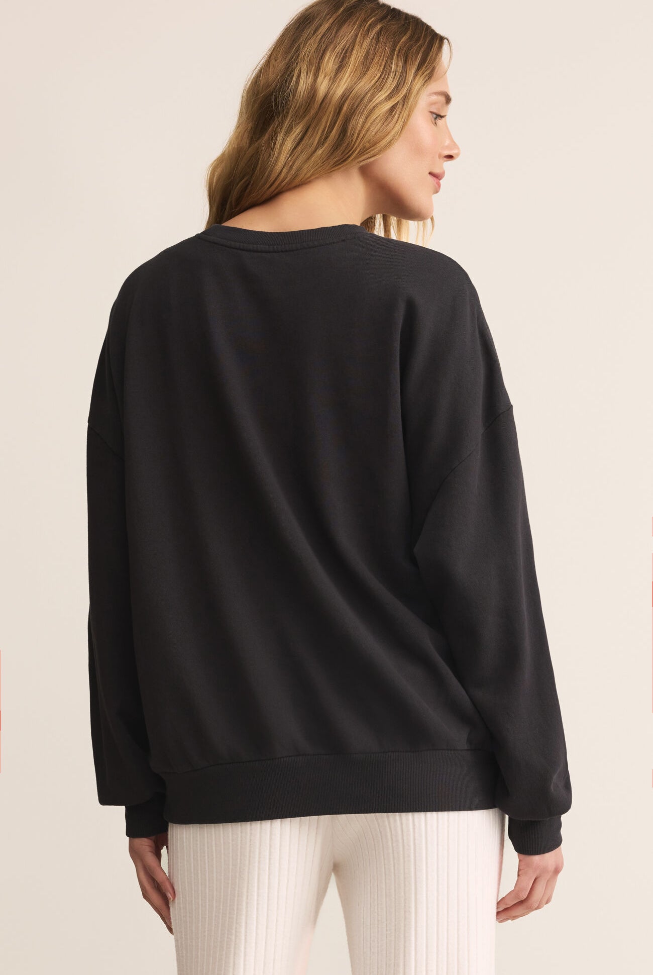 Z Supply Lounge Celebrate Sunday Sweatshirt In Black Sand-sweatshirt-Z Supply Lounge-Deja Nu Boutique, Women's Fashion Boutique in Lampasas, Texas