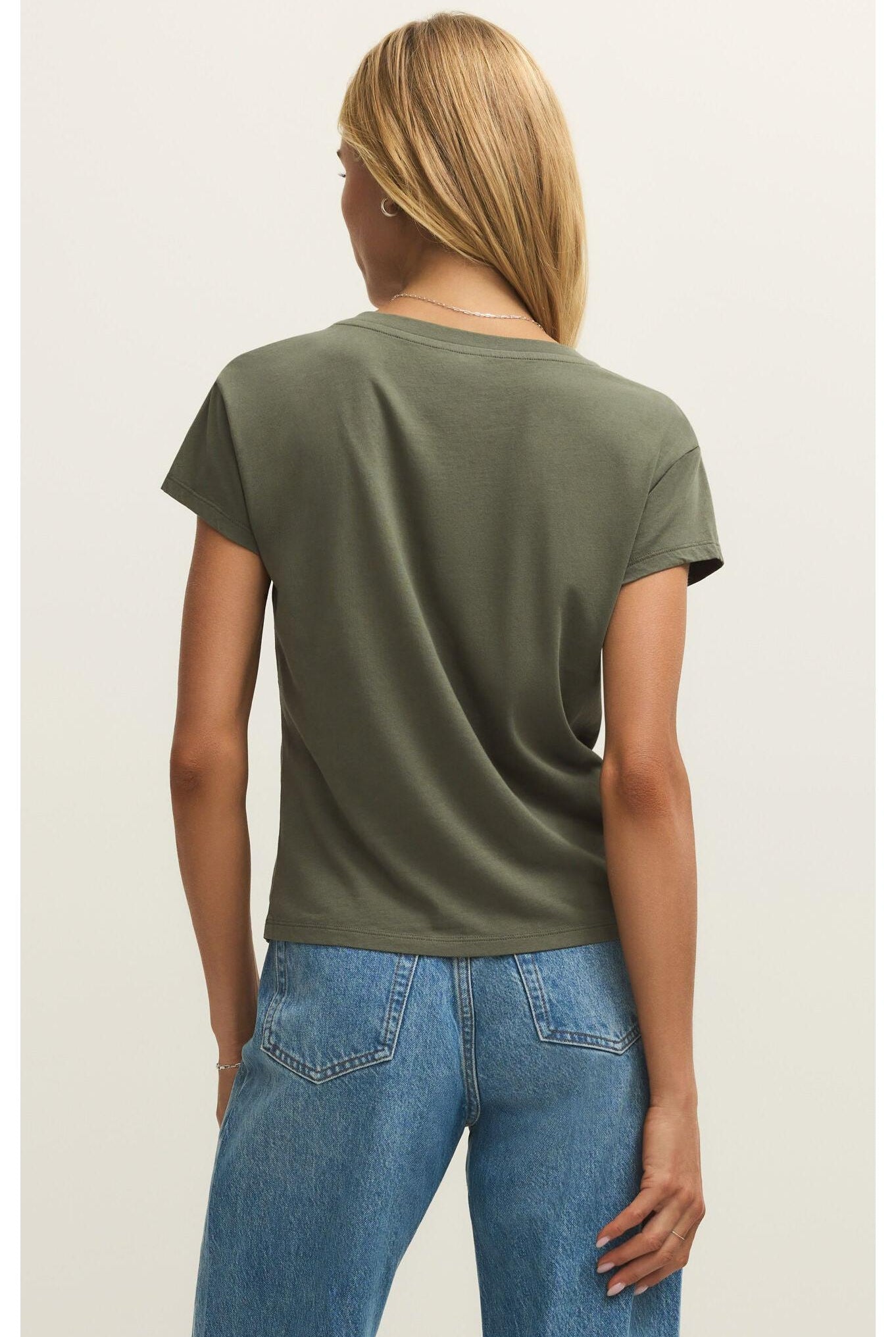 Z SUPPLY Modern V-Neck Tee in Tea Leaf (ZT261577)-Tops-Z Supply-Deja Nu Boutique, Women's Fashion Boutique in Lampasas, Texas