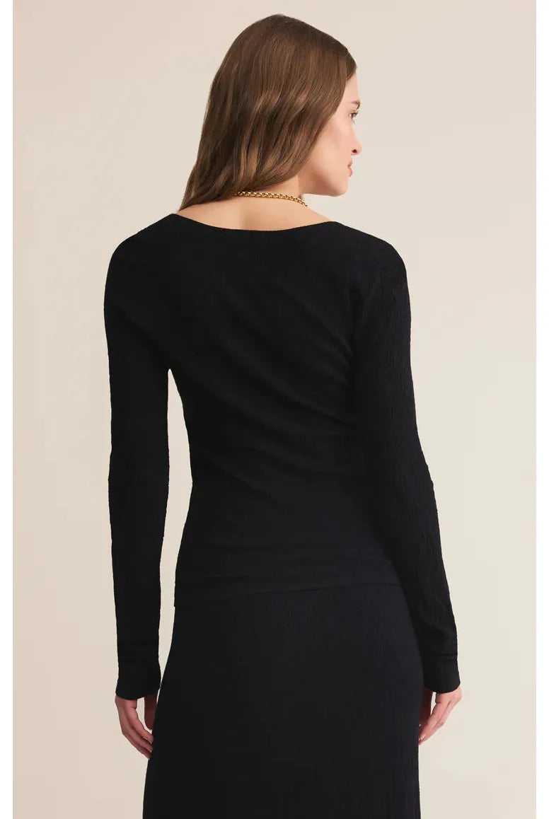 Z SUPPLY Tibi Scoop Mesh Sweater Top in Black – Fitted & Sleek-Sweaters-Z Supply-Deja Nu Boutique, Women's Fashion Boutique in Lampasas, Texas