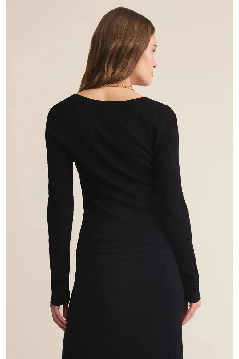 Z SUPPLY Tibi Scoop Mesh Sweater Top in Black – Fitted & Sleek-Sweaters-Z Supply-Deja Nu Boutique, Women's Fashion Boutique in Lampasas, Texas