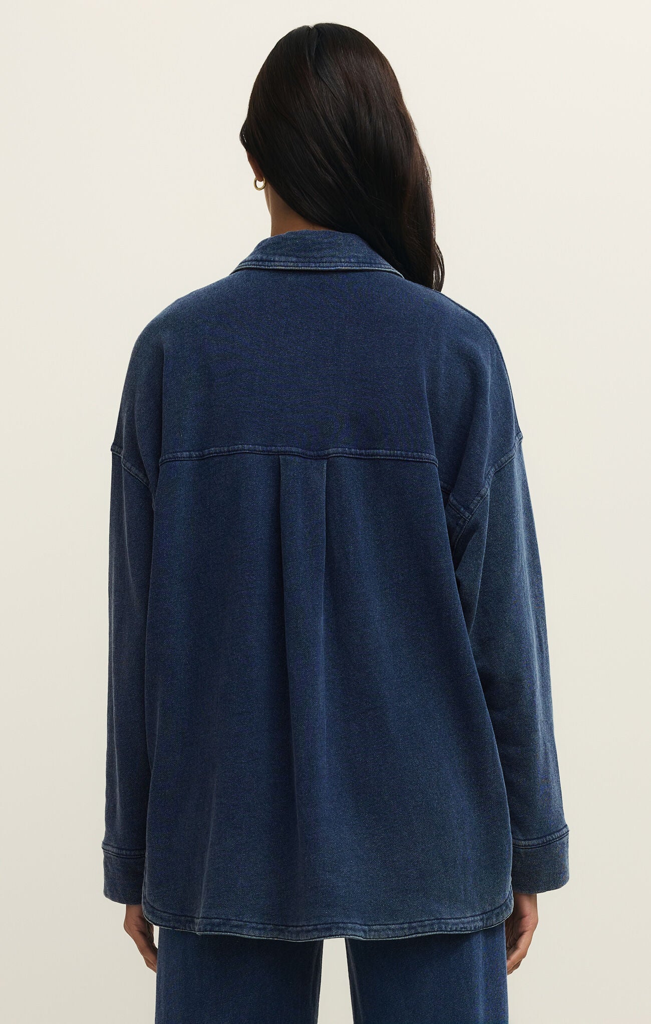 Z Supply All Day Knit Denim Jacket in Indigo-Outerwear-Z Supply-Deja Nu Boutique, Women's Fashion Boutique in Lampasas, Texas