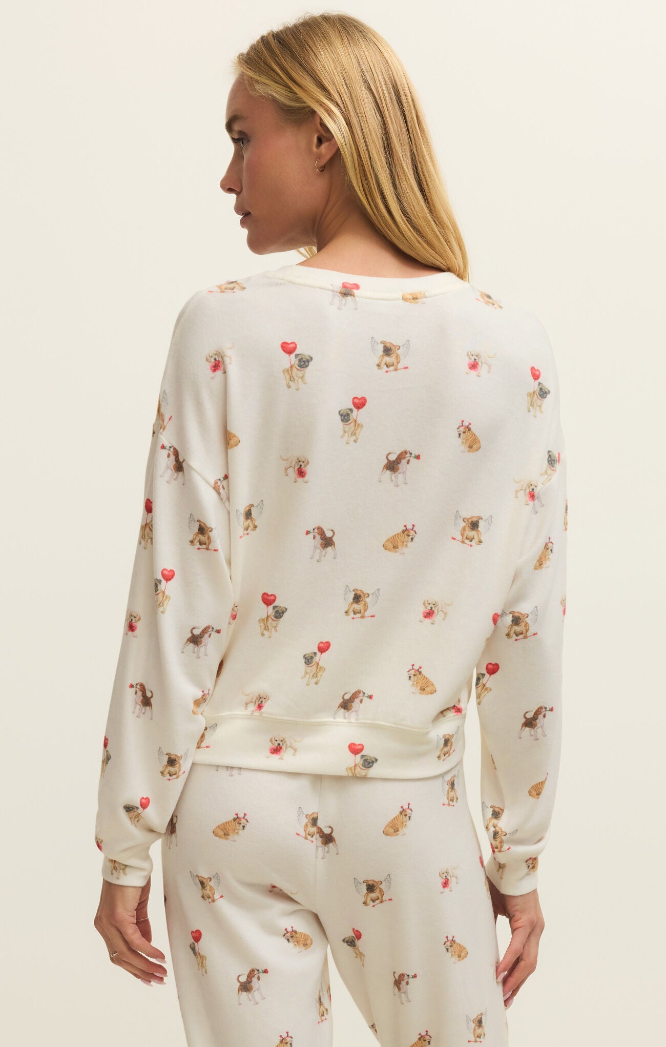 Z Supply Lounge Bisous Love Pup Top in Vanilla Ice-Lounge Wear-Z Supply Lounge-Deja Nu Boutique, Women's Fashion Boutique in Lampasas, Texas