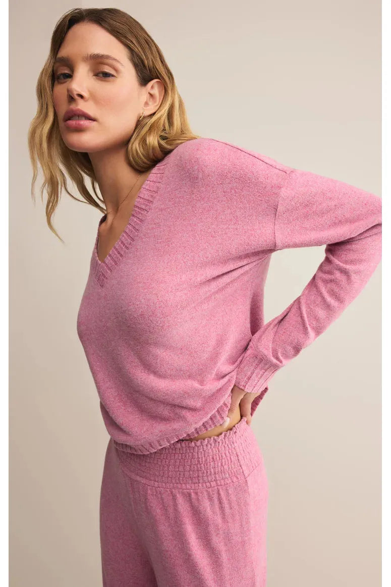 Z Supply Lounge Courtney Long Sleeve Top in Sweet Plum-Tops-Z Supply Lounge-Deja Nu Boutique, Women's Fashion Boutique in Lampasas, Texas