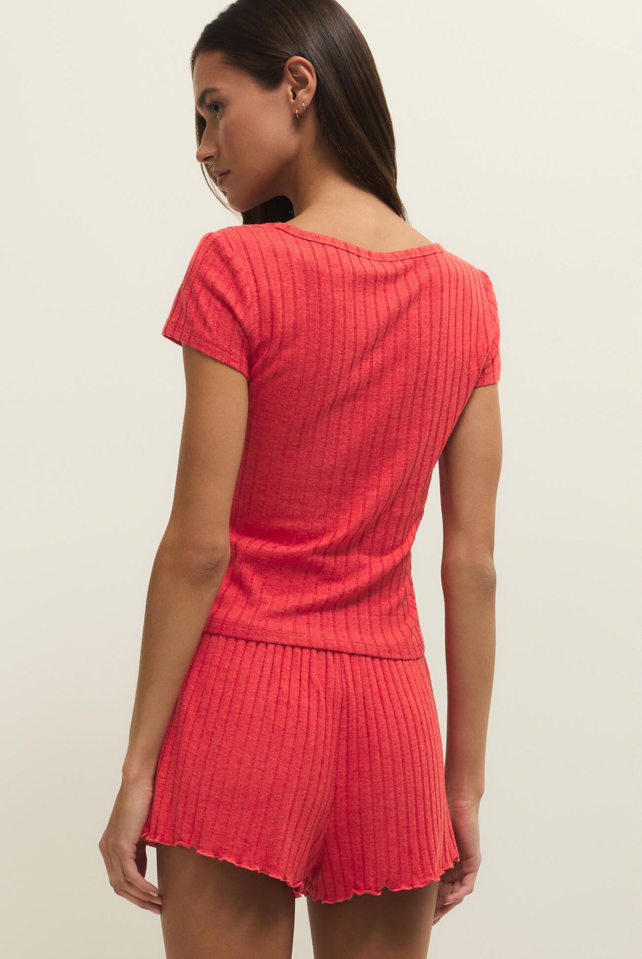 Z Supply Lounge Flower Market Rib Tee in Crimson Crush-Lounge Wear-Z Supply Lounge-Deja Nu Boutique, Women's Fashion Boutique in Lampasas, Texas