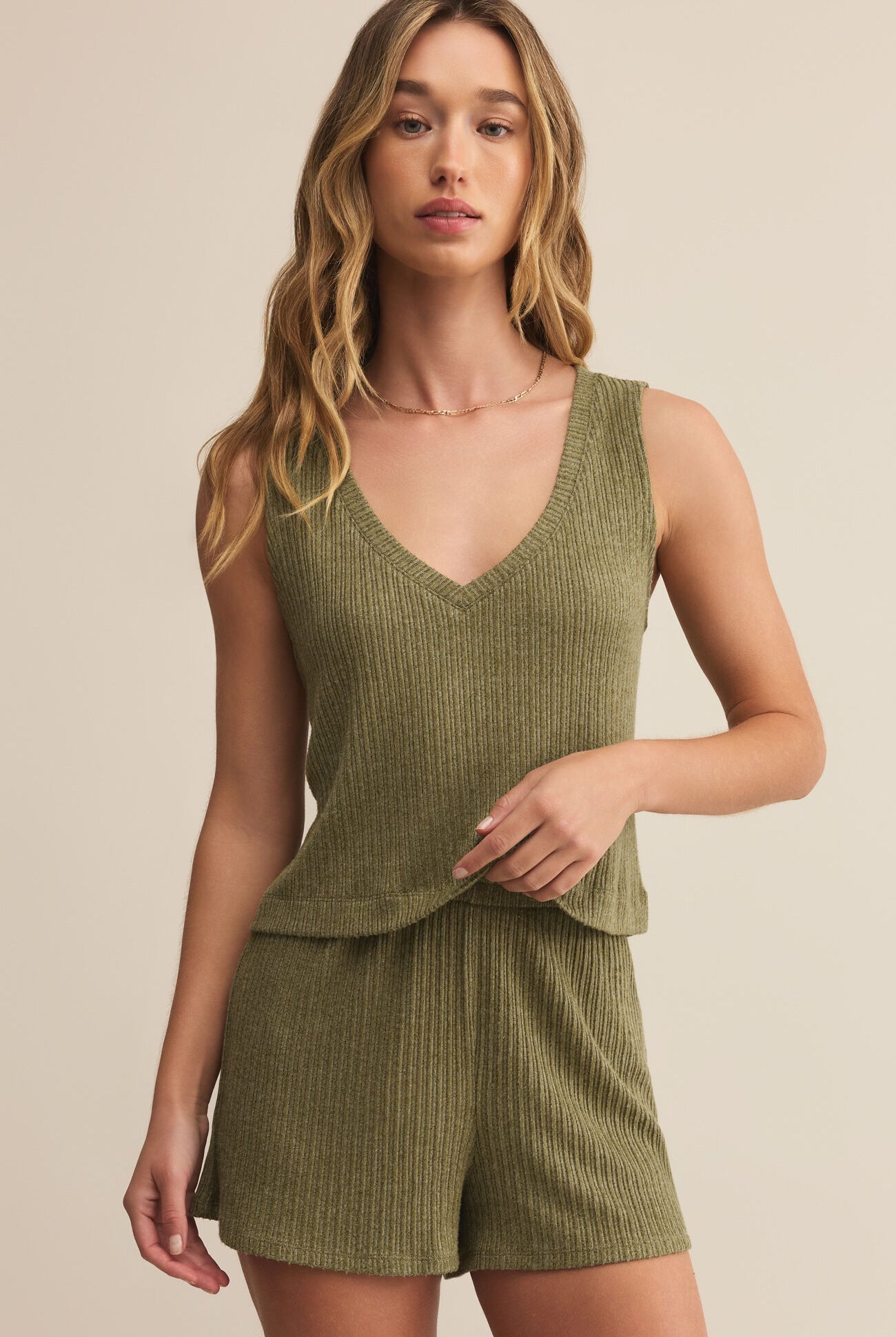 Z Supply Lounge Horizon Rib Short in Fern-Bottoms-Z Supply Lounge-Deja Nu Boutique, Women's Fashion Boutique in Lampasas, Texas