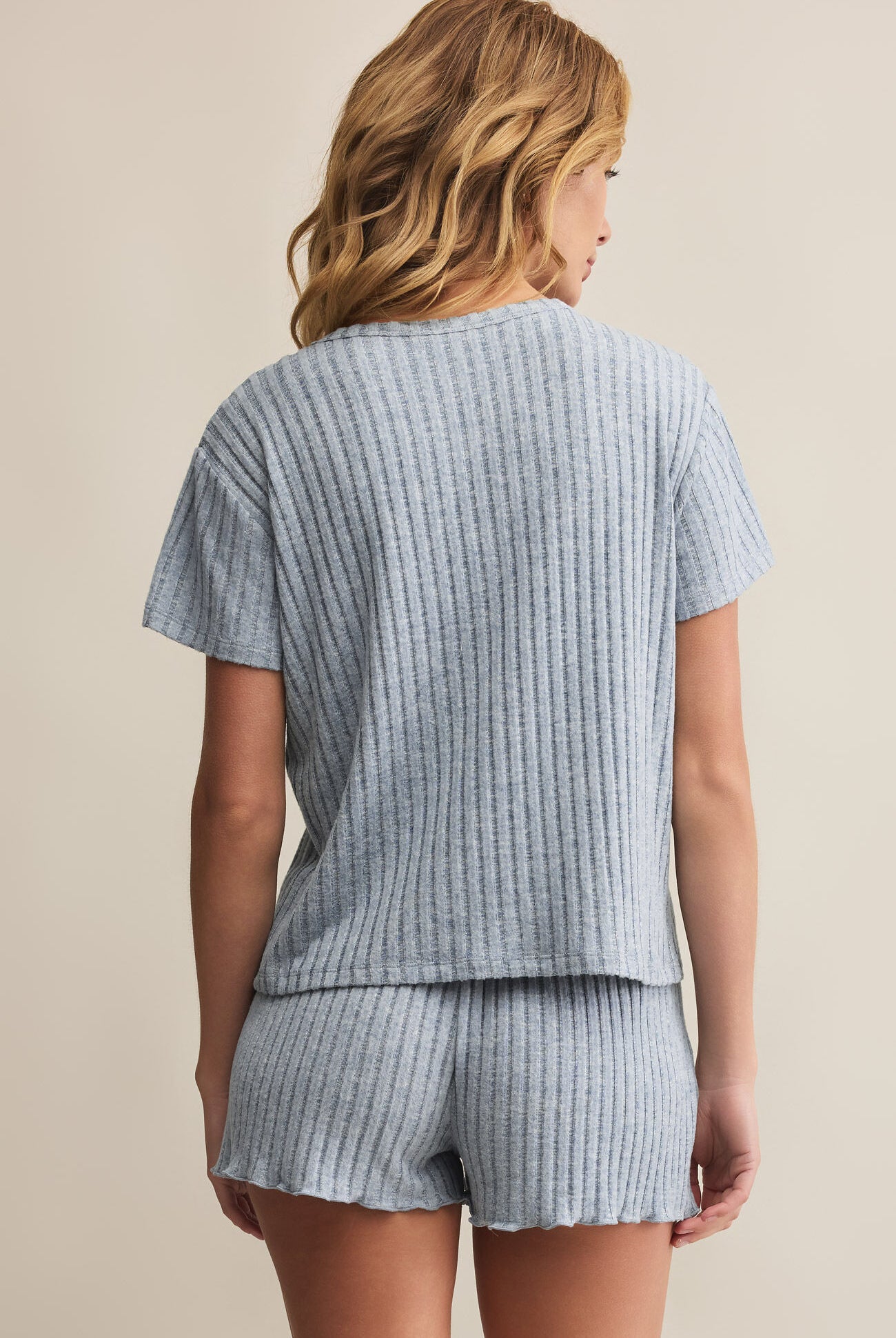 Z Supply Lounge Kara Rib Tee in Light Denim-Lounge Wear-Z Supply Lounge-Deja Nu Boutique, Women's Fashion Boutique in Lampasas, Texas