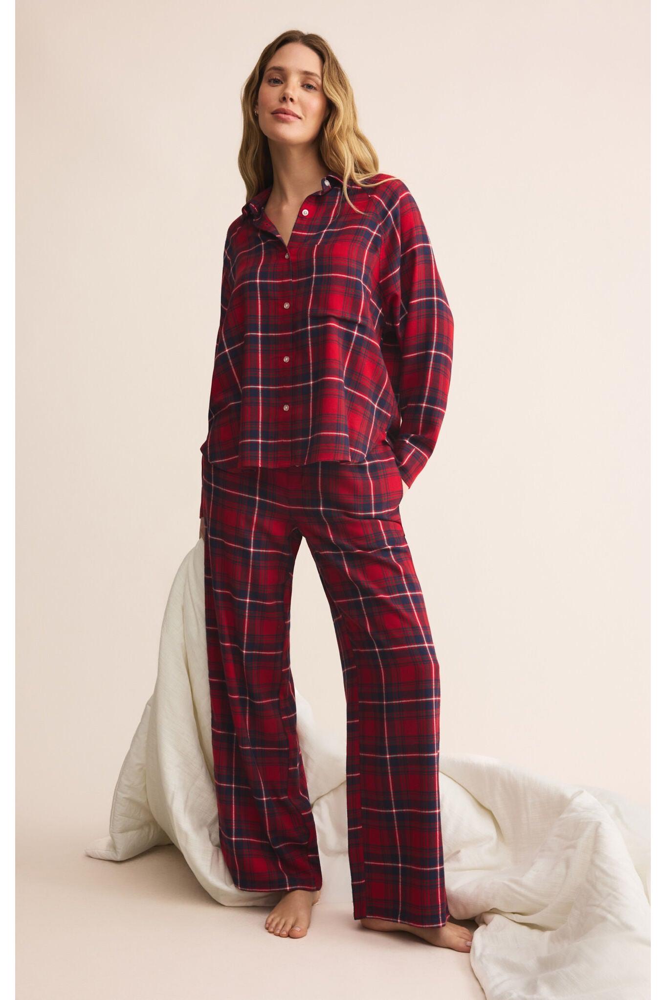 Z Supply Lounge River Plaid Button Up Top-Tops-Z Supply Lounge-Deja Nu Boutique, Women's Fashion Boutique in Lampasas, Texas