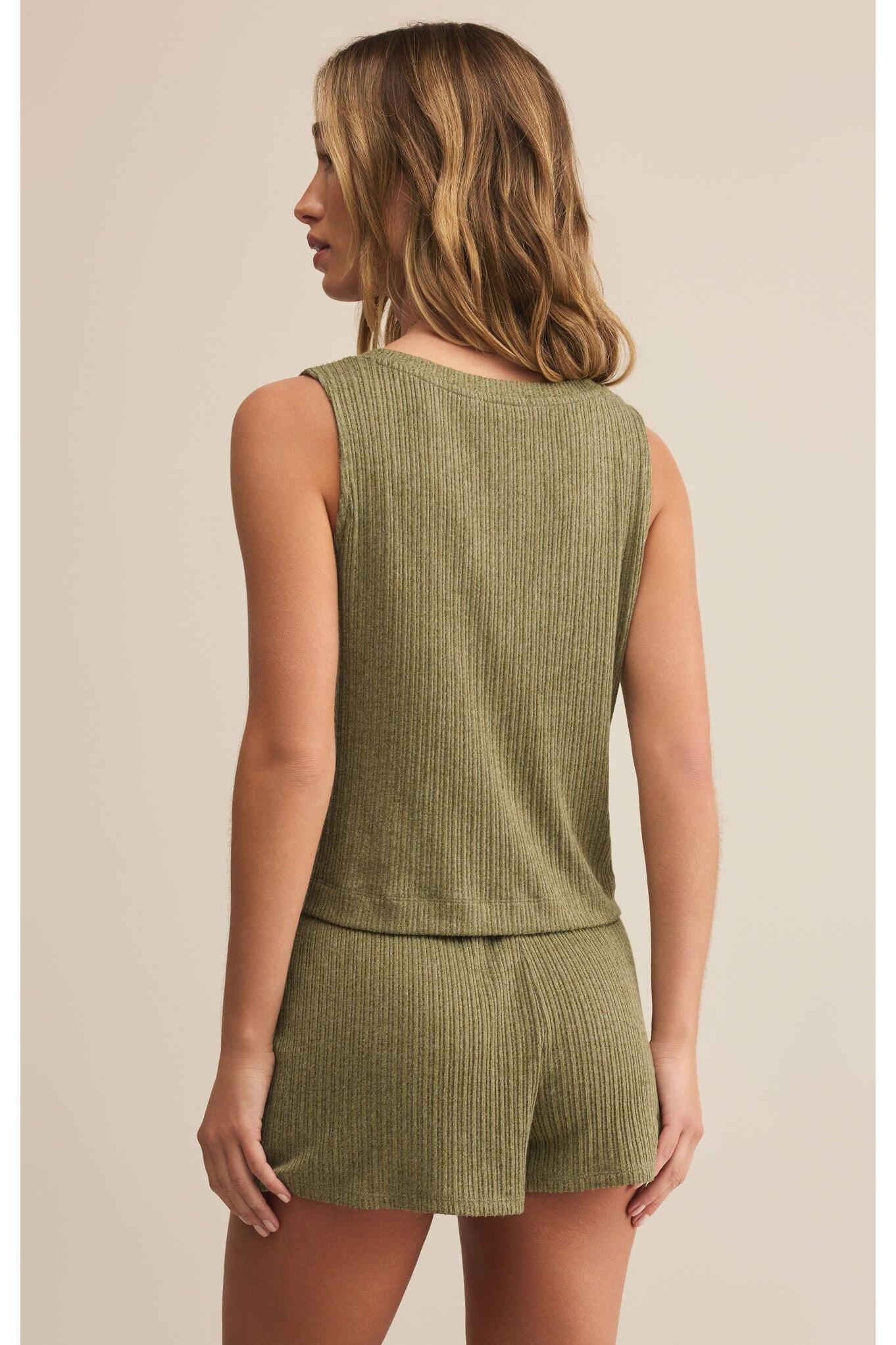 Z Supply Lounge Sloane V-Neck Rib Tank in Fern-Camis/Tanks-Z Supply Lounge-Deja Nu Boutique, Women's Fashion Boutique in Lampasas, Texas