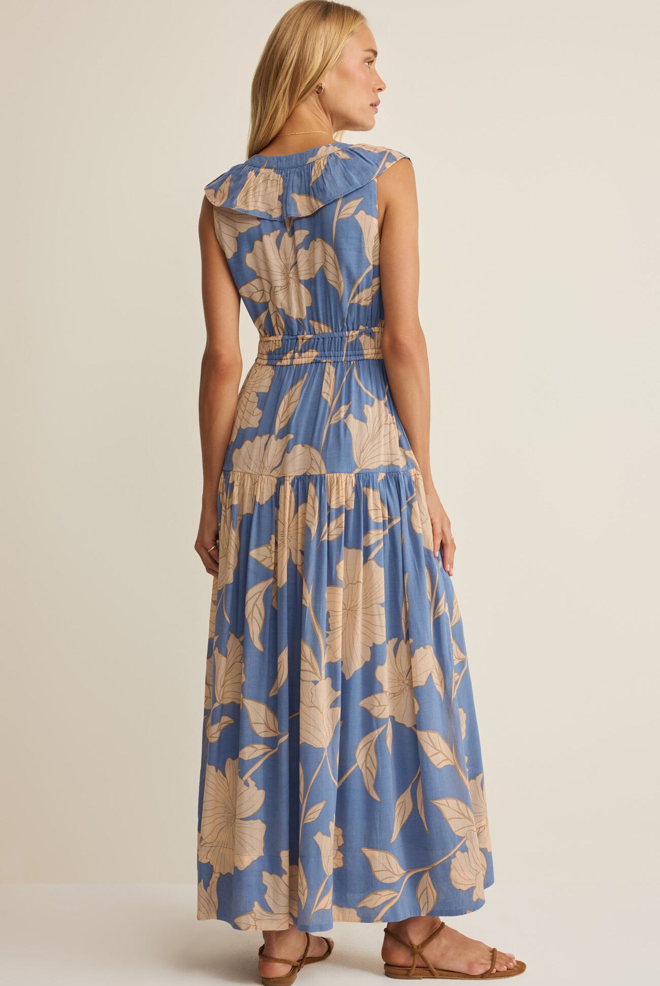 Z Supply Malene Bloom Floral Maxi Dress in Lake Blue-Maxi Dresses-Z Supply-Deja Nu Boutique, Women's Fashion Boutique in Lampasas, Texas