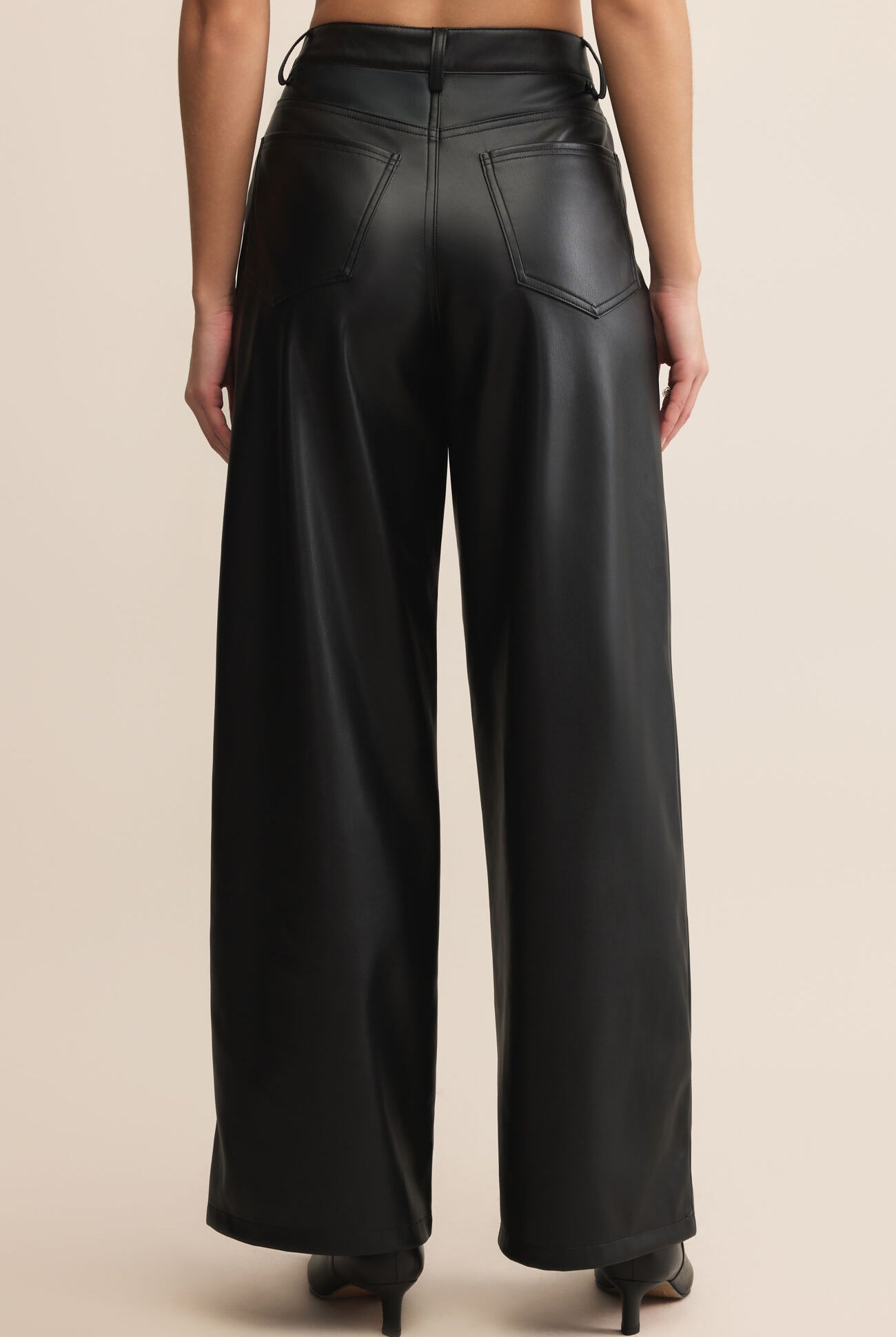 Z Supply Marli Wide Leg Vegan Leather Pant in Black-Bottoms-Z Supply-Deja Nu Boutique, Women's Fashion Boutique in Lampasas, Texas