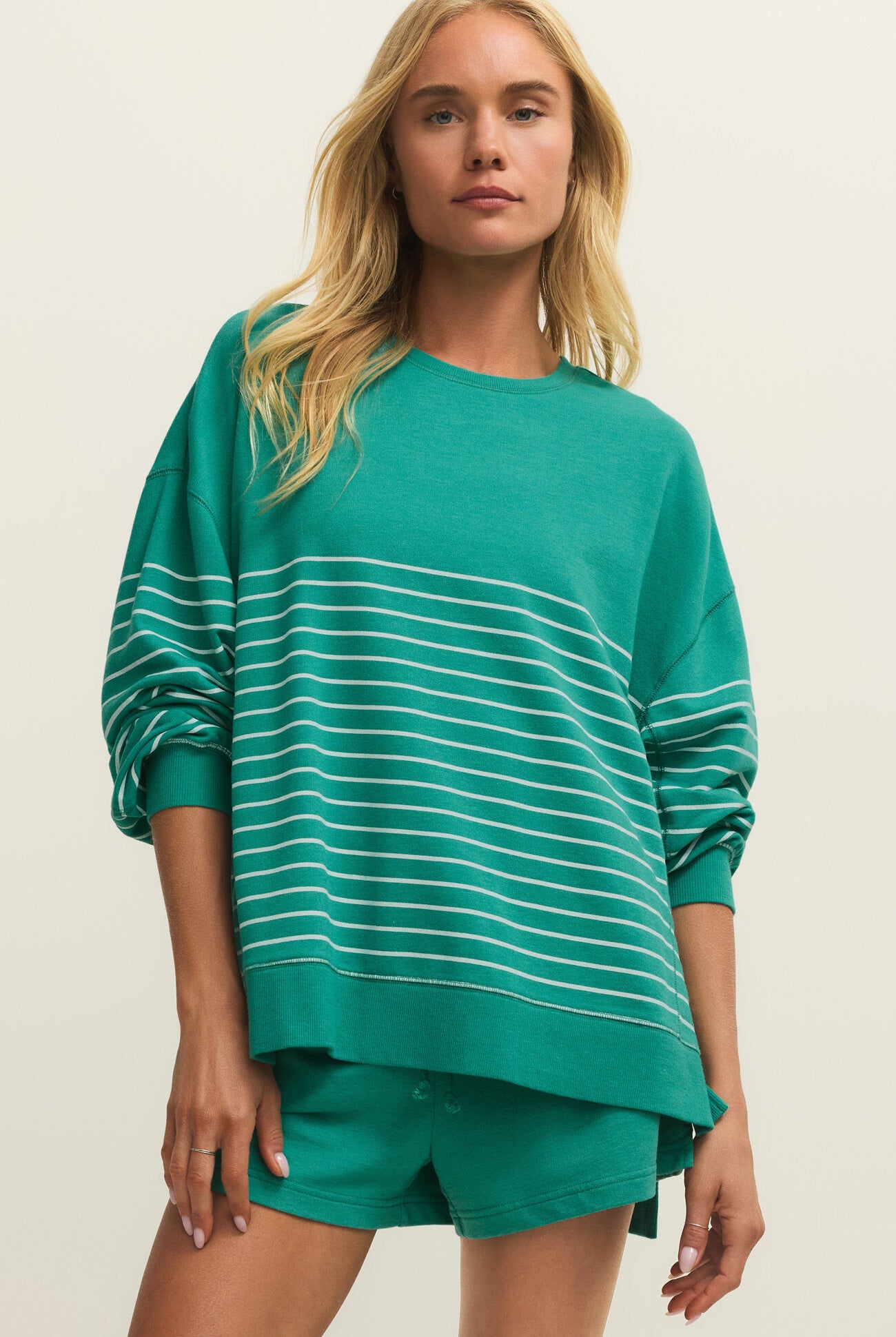 Z Supply Modern Weekender Stripe Pullover in La Paloma-sweatshirt-Z Supply Activewear-Deja Nu Boutique, Women's Fashion Boutique in Lampasas, Texas