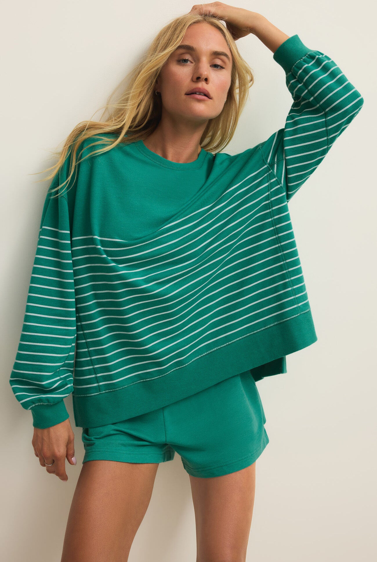 Z Supply Modern Weekender Stripe Pullover in La Paloma-sweatshirt-Z Supply Activewear-Deja Nu Boutique, Women's Fashion Boutique in Lampasas, Texas