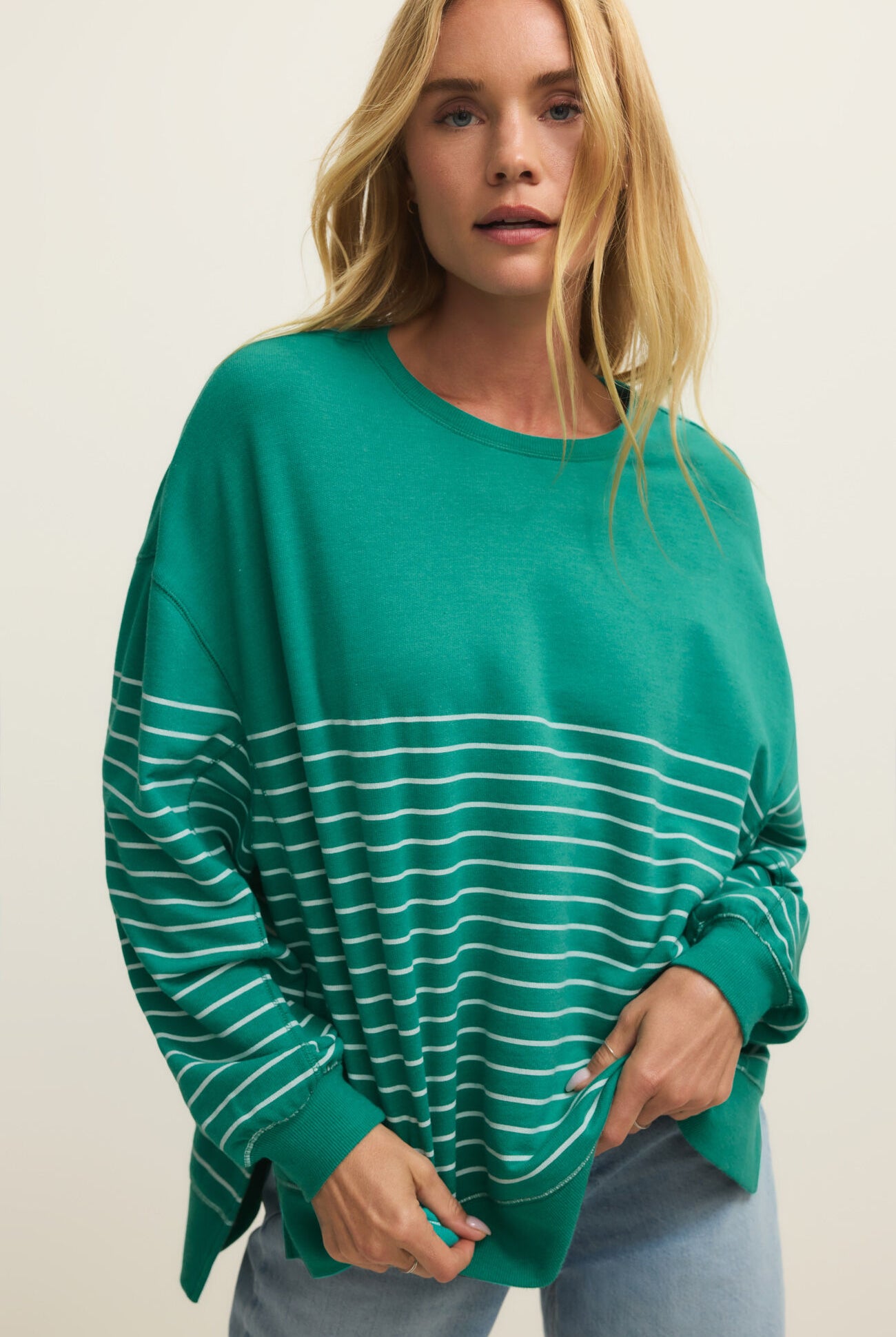 Z Supply Modern Weekender Stripe Pullover in La Paloma-sweatshirt-Z Supply Activewear-Deja Nu Boutique, Women's Fashion Boutique in Lampasas, Texas