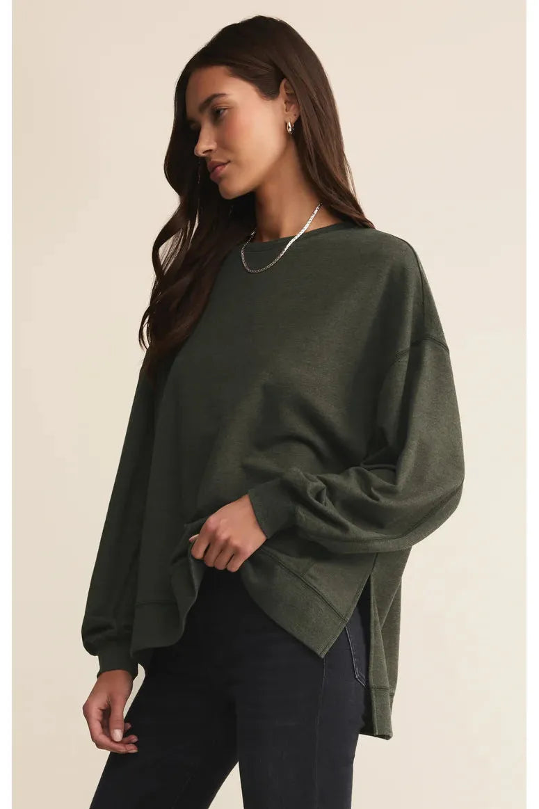 Z Supply Modern Weekender Sweatshirt in Artichoke-Tops-Z Supply-Deja Nu Boutique, Women's Fashion Boutique in Lampasas, Texas