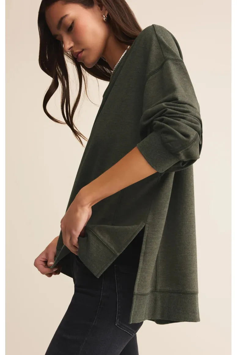 Z Supply Modern Weekender Sweatshirt in Artichoke-Tops-Z Supply-Deja Nu Boutique, Women's Fashion Boutique in Lampasas, Texas