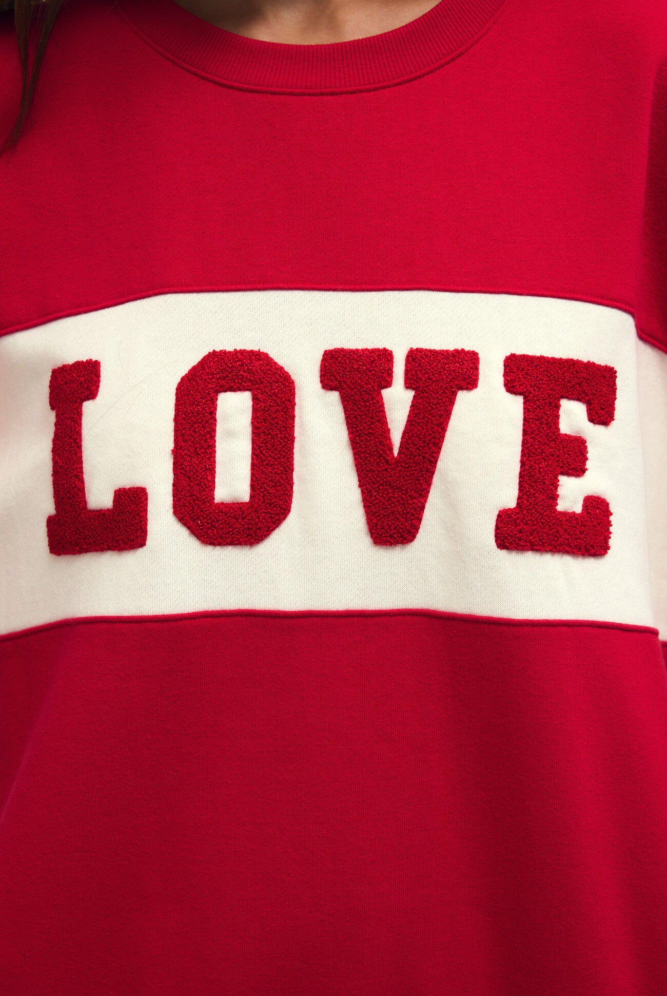 Z Supply Oversized Love Sweatshirt in Kiss Me Red-sweatshirt-Z Supply Lounge-Deja Nu Boutique, Women's Fashion Boutique in Lampasas, Texas