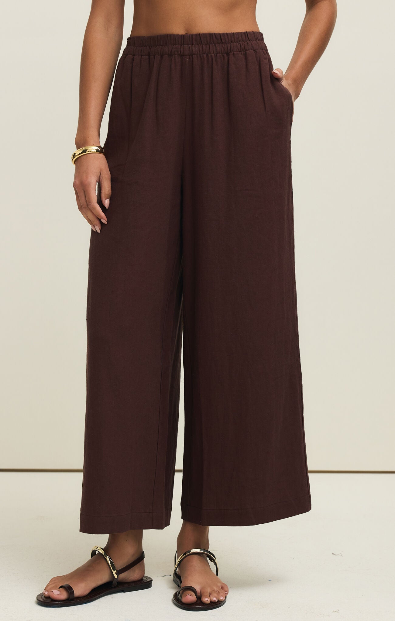 Z Supply Scout Linen Pant in Chocolate Cherry-Pants-Z Supply-Deja Nu Boutique, Women's Fashion Boutique in Lampasas, Texas