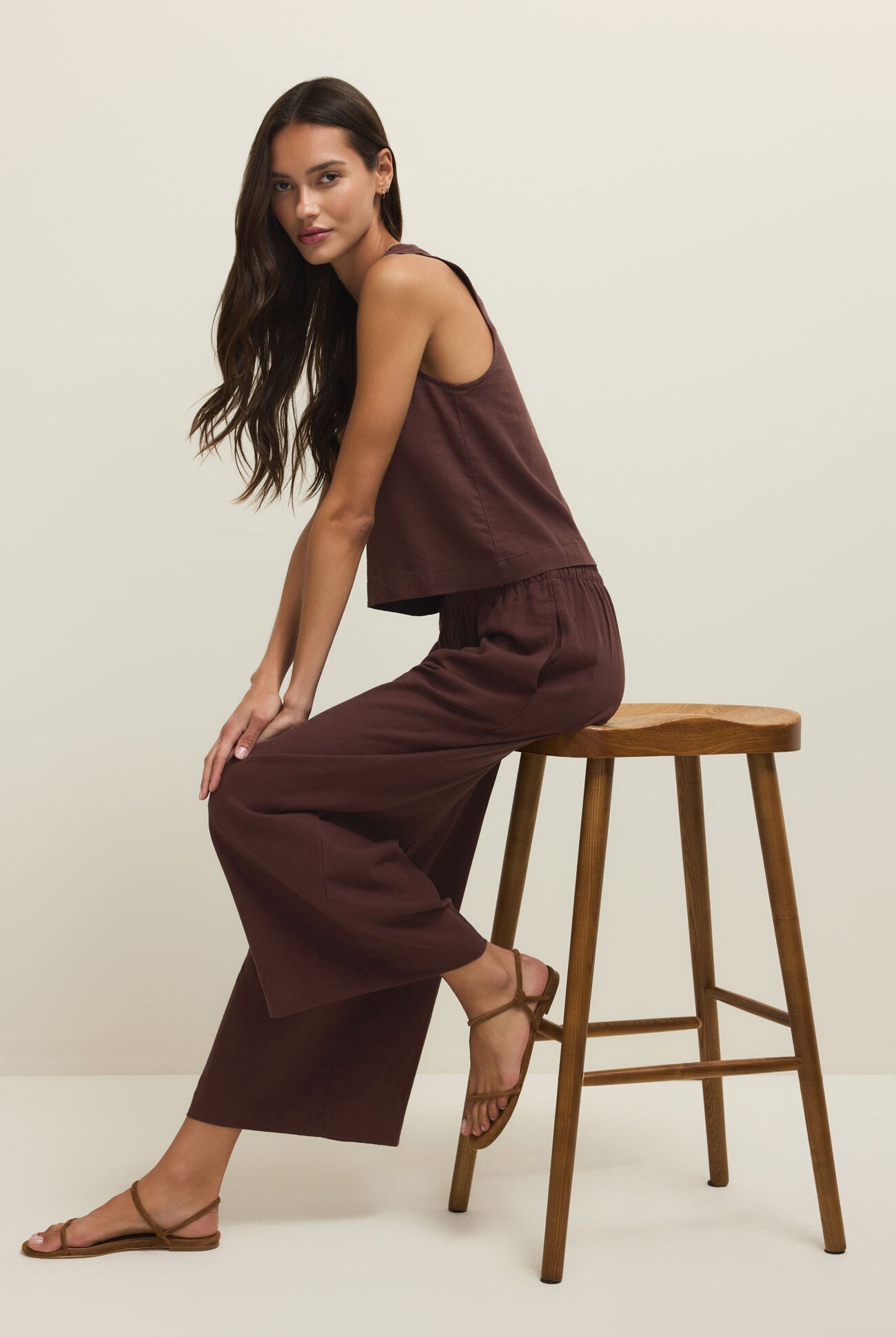 Z Supply Scout Linen Pant in Chocolate Cherry-Pants-Z Supply-Deja Nu Boutique, Women's Fashion Boutique in Lampasas, Texas