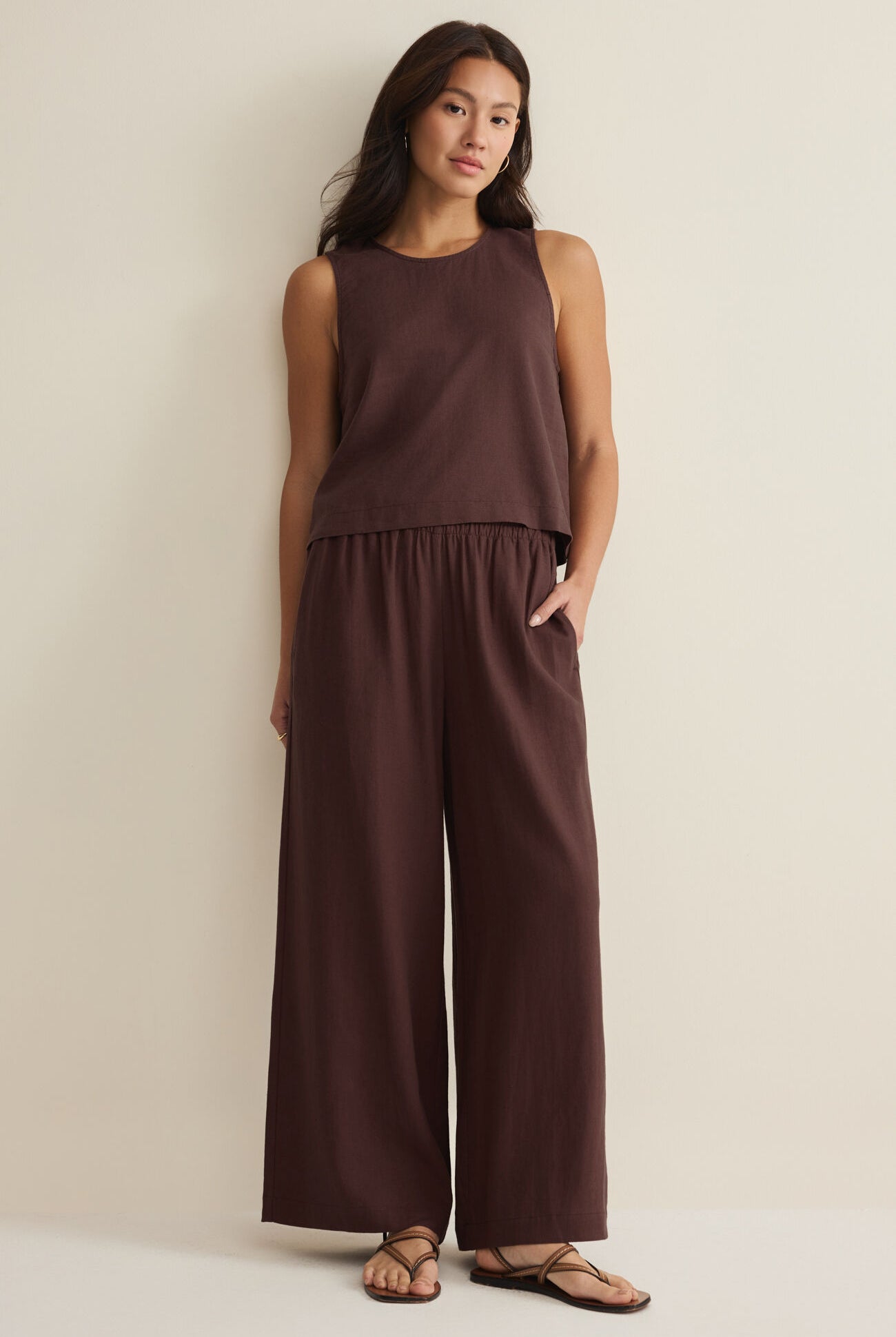 Z Supply Scout Linen Pant in Chocolate Cherry-Pants-Z Supply-Deja Nu Boutique, Women's Fashion Boutique in Lampasas, Texas