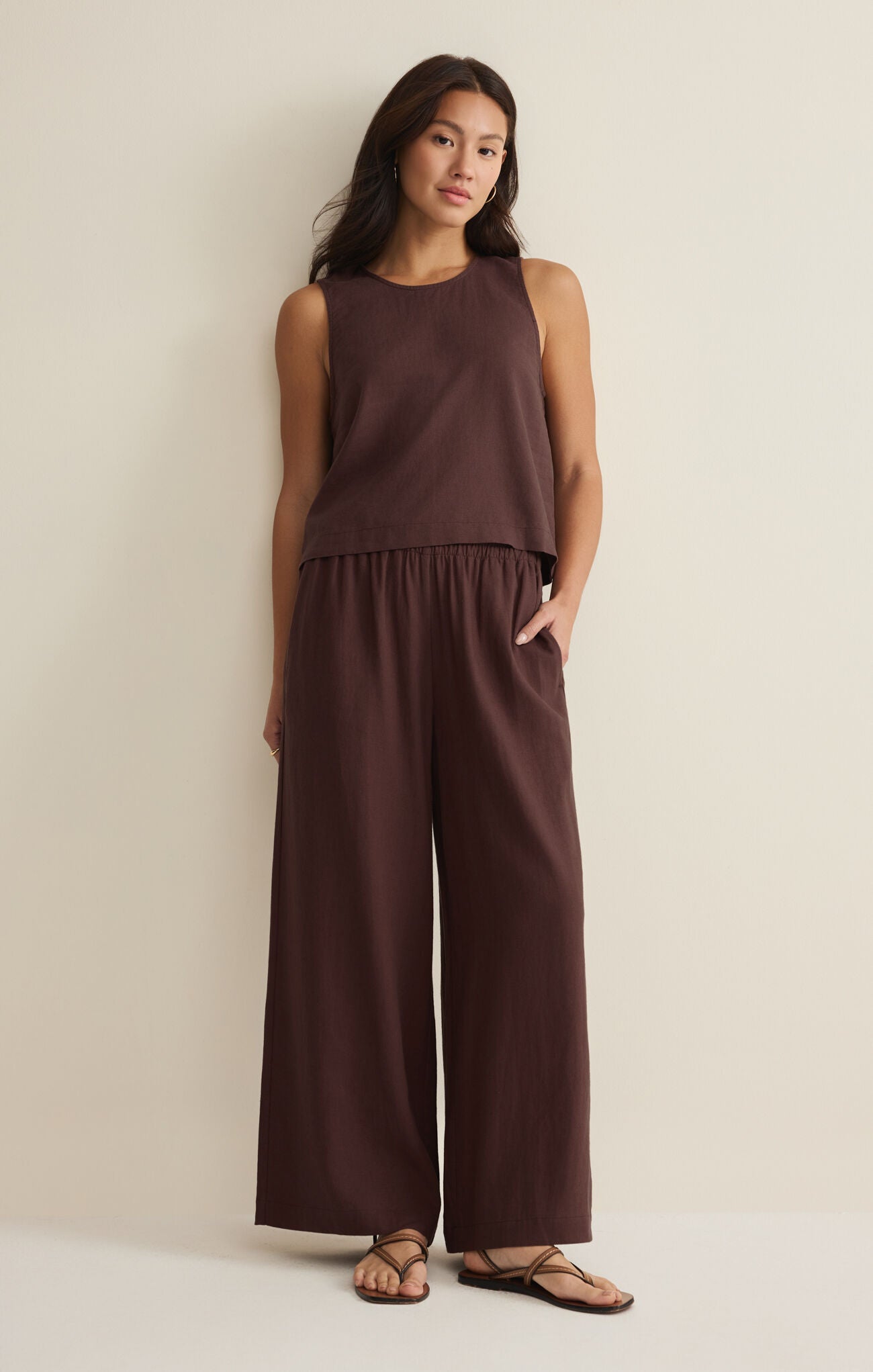 Z Supply Scout Linen Pant in Chocolate Cherry-Pants-Z Supply-Deja Nu Boutique, Women's Fashion Boutique in Lampasas, Texas