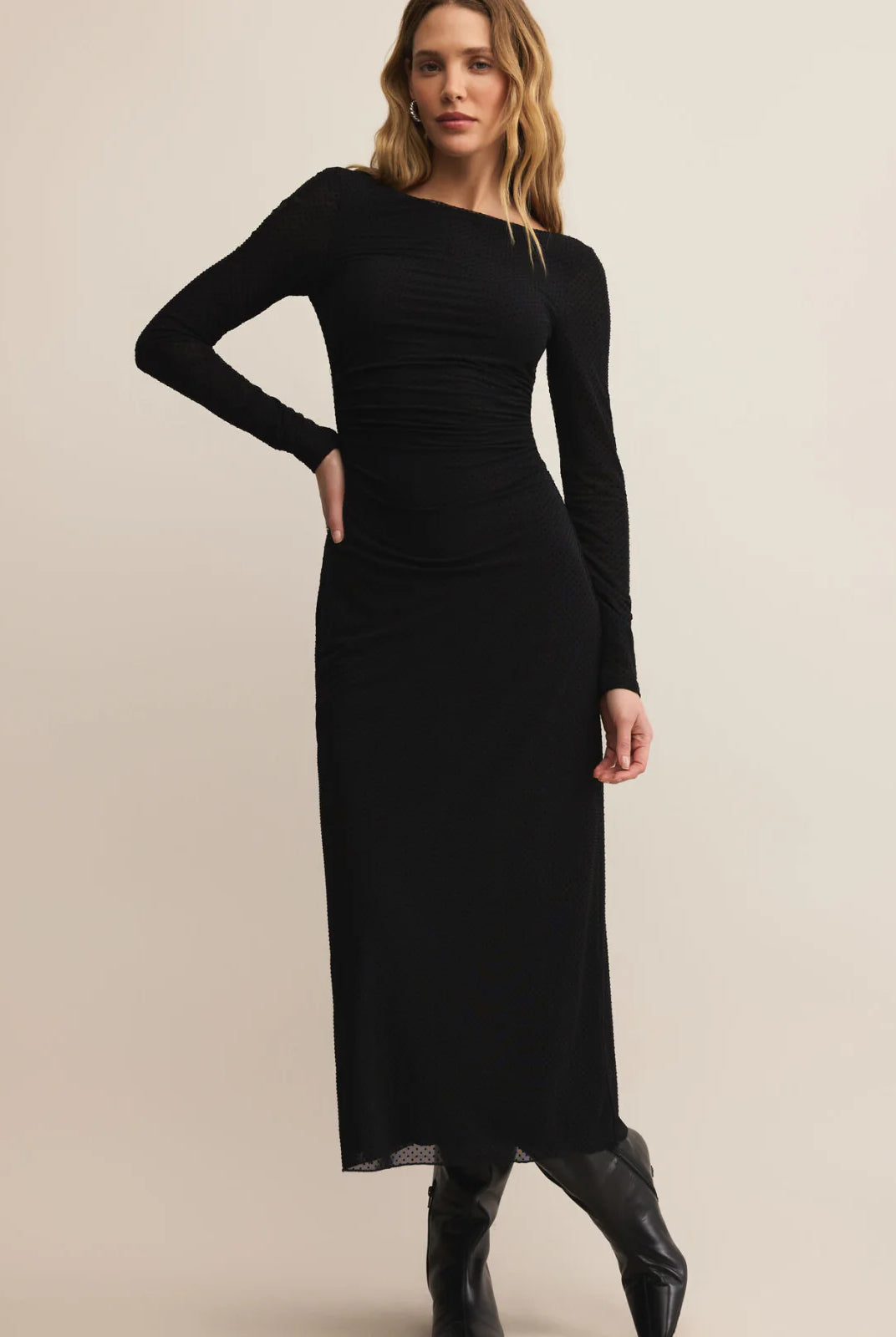 Z Supply Spellbound Mesh Midi Dress in Black-Midi Dresses-Z Supply-Deja Nu Boutique, Women's Fashion Boutique in Lampasas, Texas