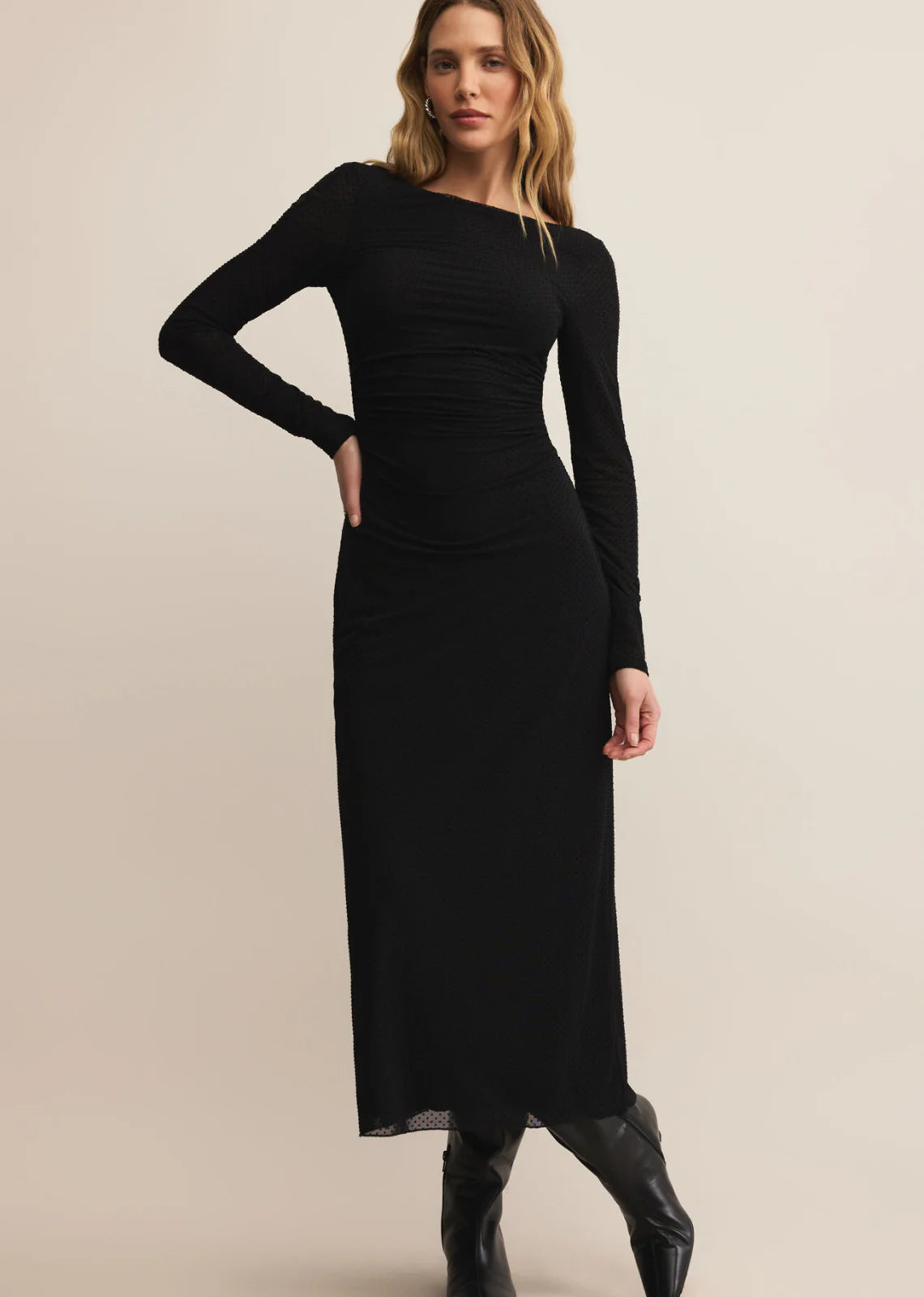 Z Supply Spellbound Mesh Midi Dress in Black-Midi Dresses-Z Supply-Deja Nu Boutique, Women's Fashion Boutique in Lampasas, Texas