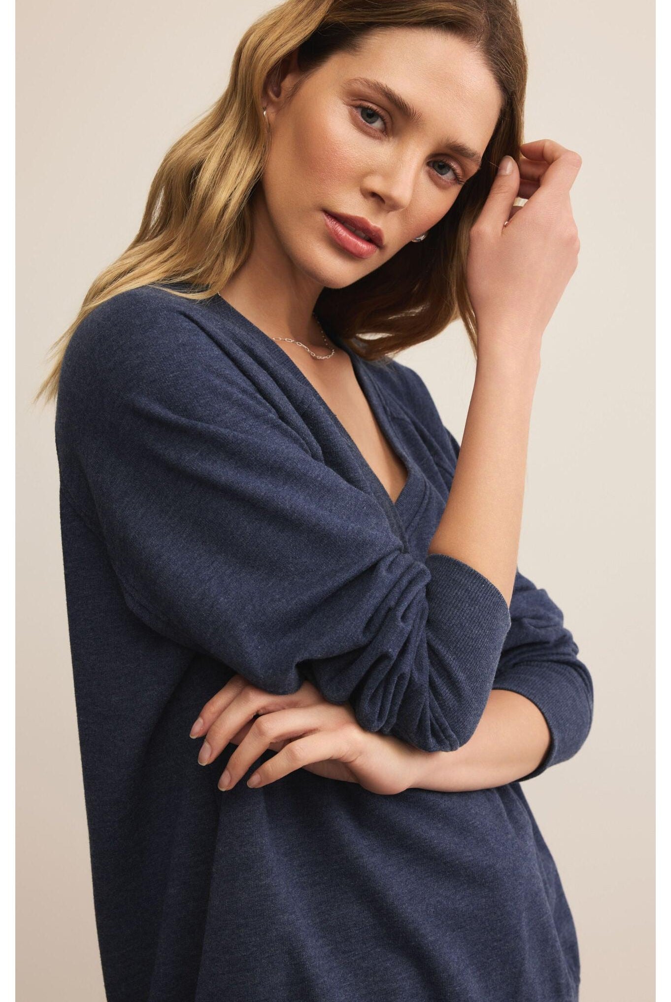 Z Supply Weekender V-Neck in Blue Sapphire-Tops-Z Supply-Deja Nu Boutique, Women's Fashion Boutique in Lampasas, Texas