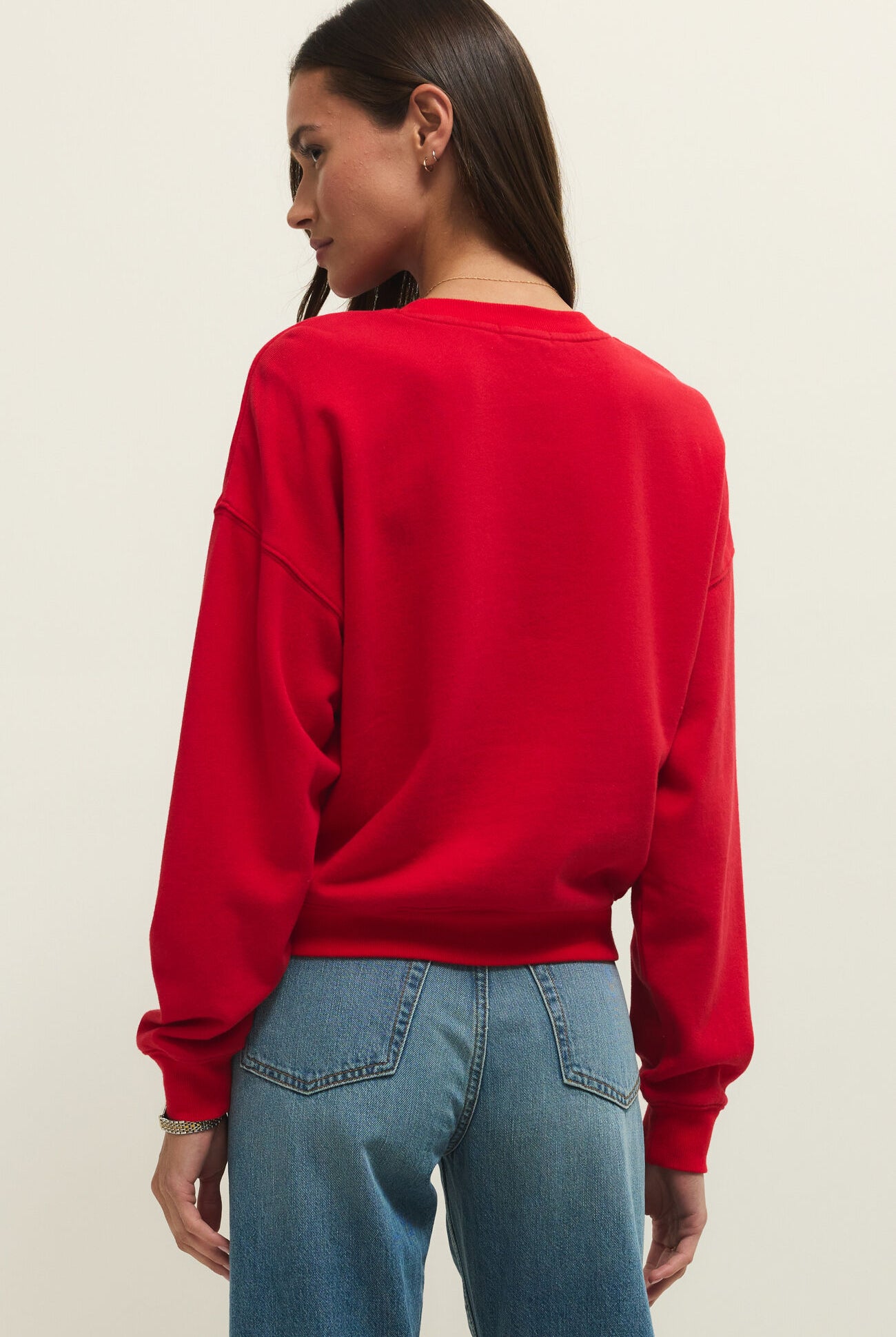 Z SUPPLY First Date Sweatshirt in Kiss Me Red (ZT261450)-sweatshirt-Z Supply-Deja Nu Boutique, Women's Fashion Boutique in Lampasas, Texas