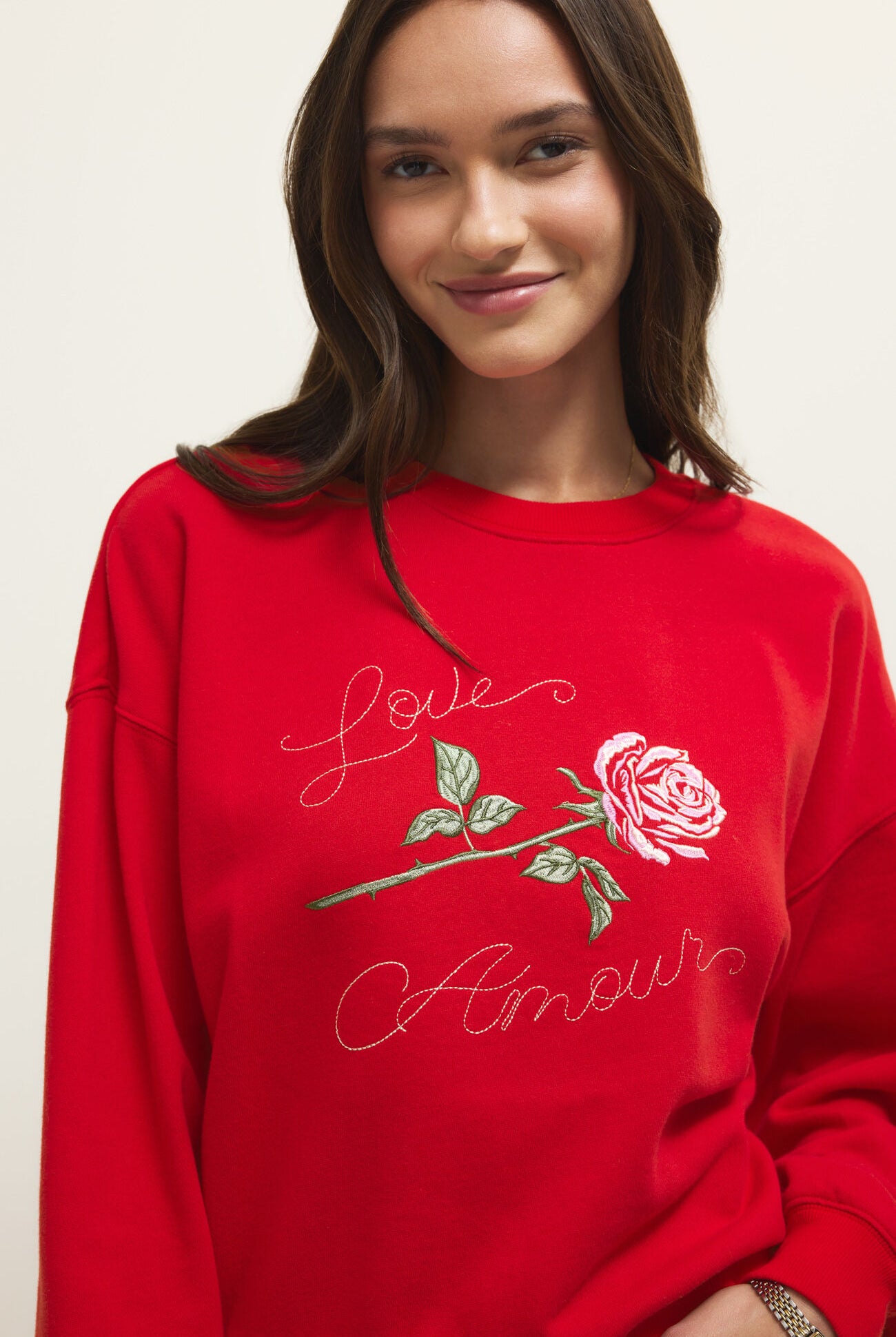 Z SUPPLY First Date Sweatshirt in Kiss Me Red (ZT261450)-sweatshirt-Z Supply-Deja Nu Boutique, Women's Fashion Boutique in Lampasas, Texas