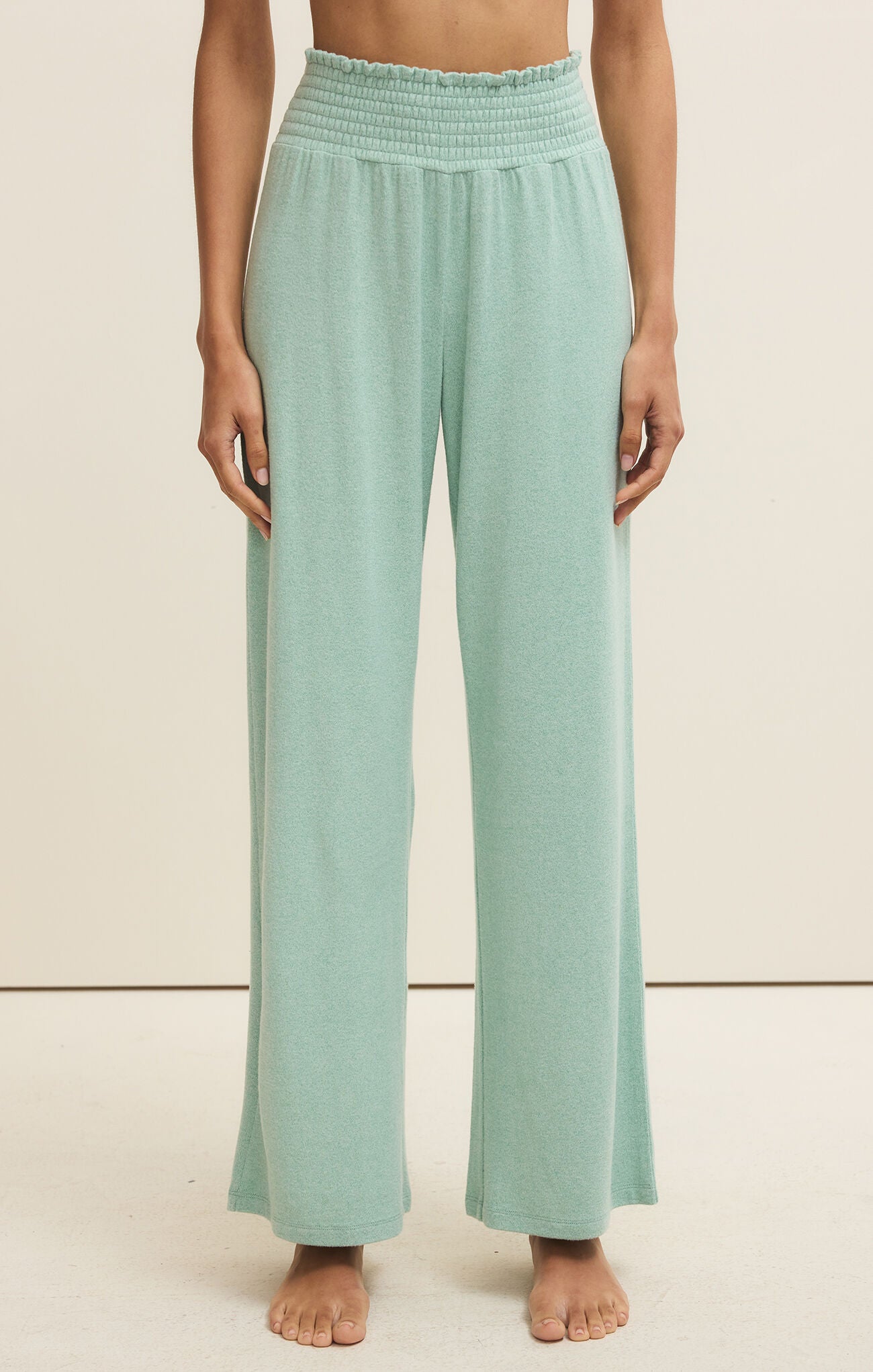 Z Supply Lounge Dawn Smocked Pant in Crystal Green-Lounge Wear-Z Supply Lounge-Deja Nu Boutique, Women's Fashion Boutique in Lampasas, Texas