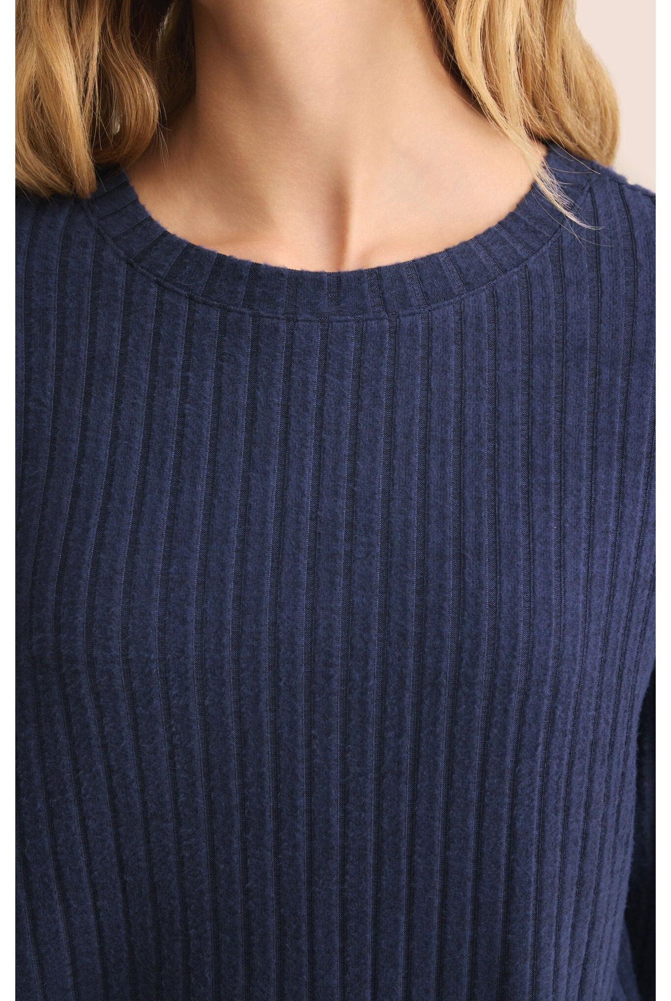 Z Supply Lounge Elfie Rib Long Sleeve Top in Blue Sapphire-Tops-Z Supply Lounge-Deja Nu Boutique, Women's Fashion Boutique in Lampasas, Texas