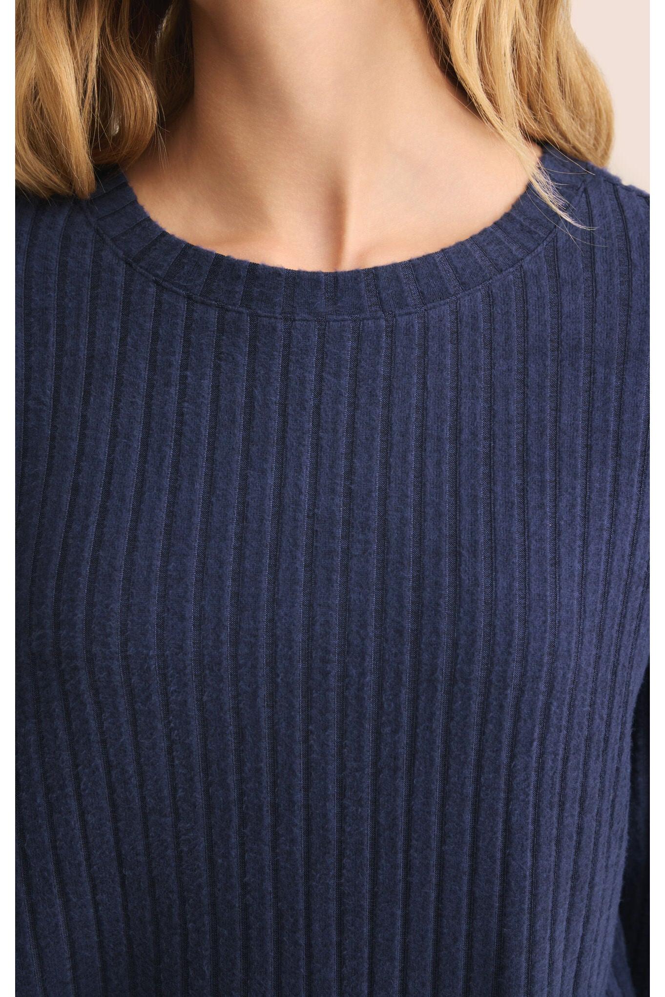 Z Supply Lounge Elfie Rib Long Sleeve Top in Blue Sapphire-Tops-Z Supply Lounge-Deja Nu Boutique, Women's Fashion Boutique in Lampasas, Texas