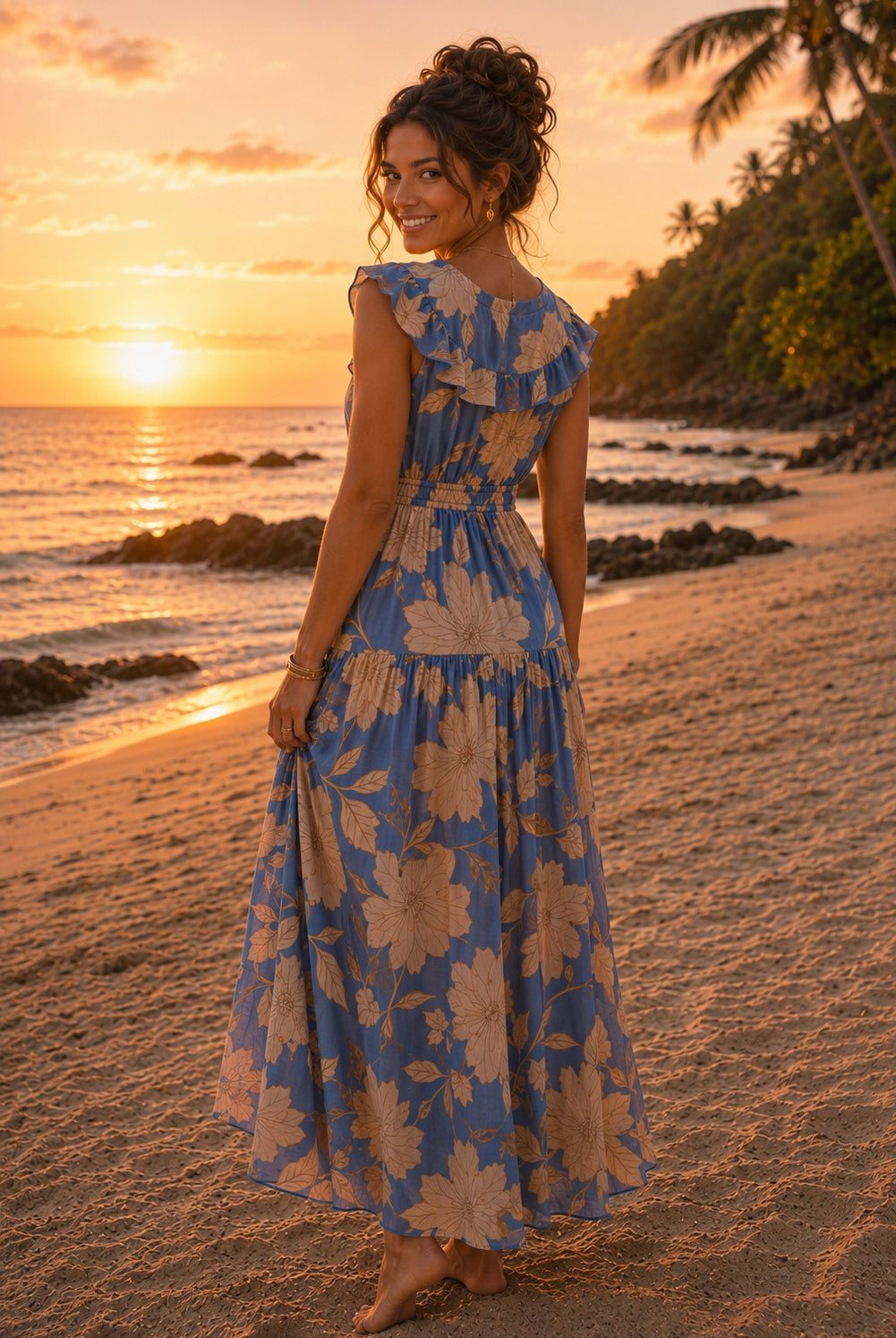 Z Supply Malene Bloom Floral Maxi Dress in Lake Blue-Maxi Dresses-Z Supply-Deja Nu Boutique, Women's Fashion Boutique in Lampasas, Texas