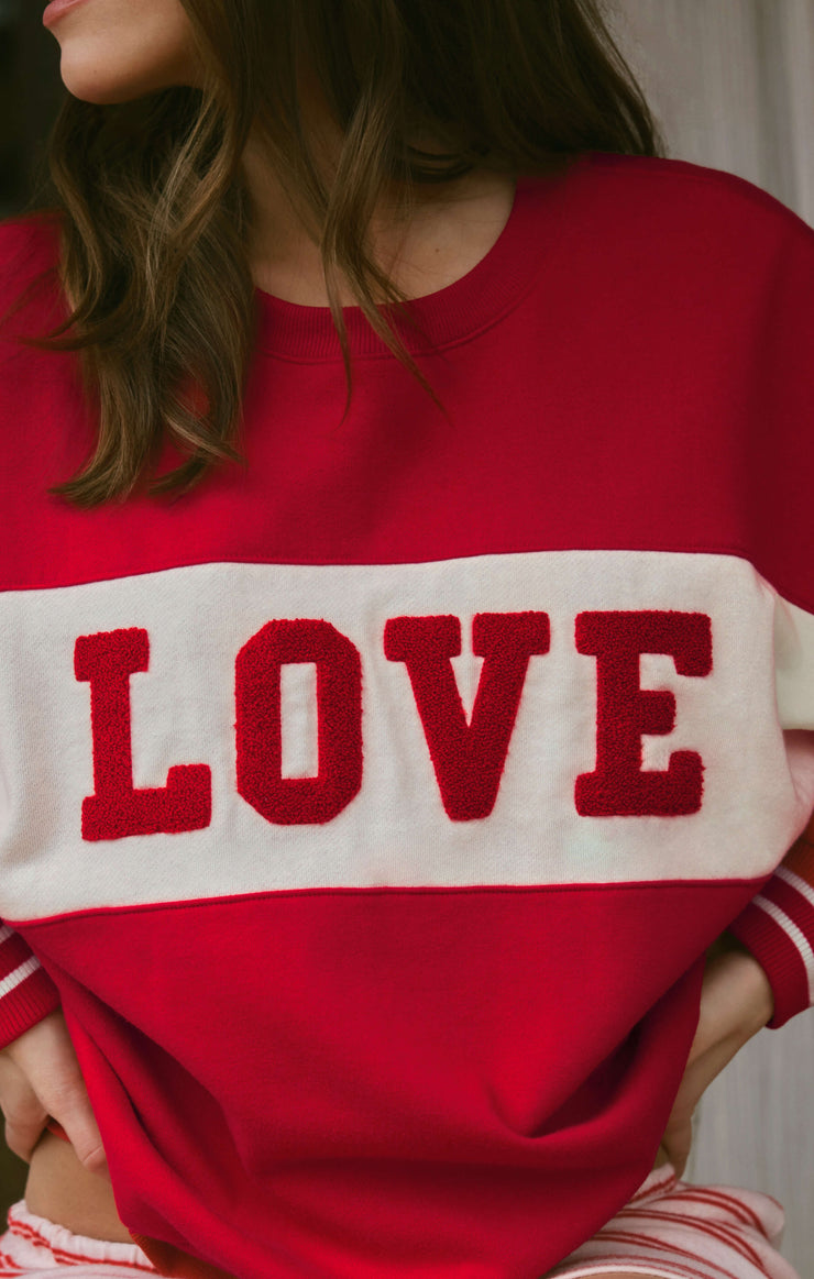 Z Supply Oversized Love Sweatshirt in Kiss Me Red-sweatshirt-Z Supply Lounge-Deja Nu Boutique, Women's Fashion Boutique in Lampasas, Texas