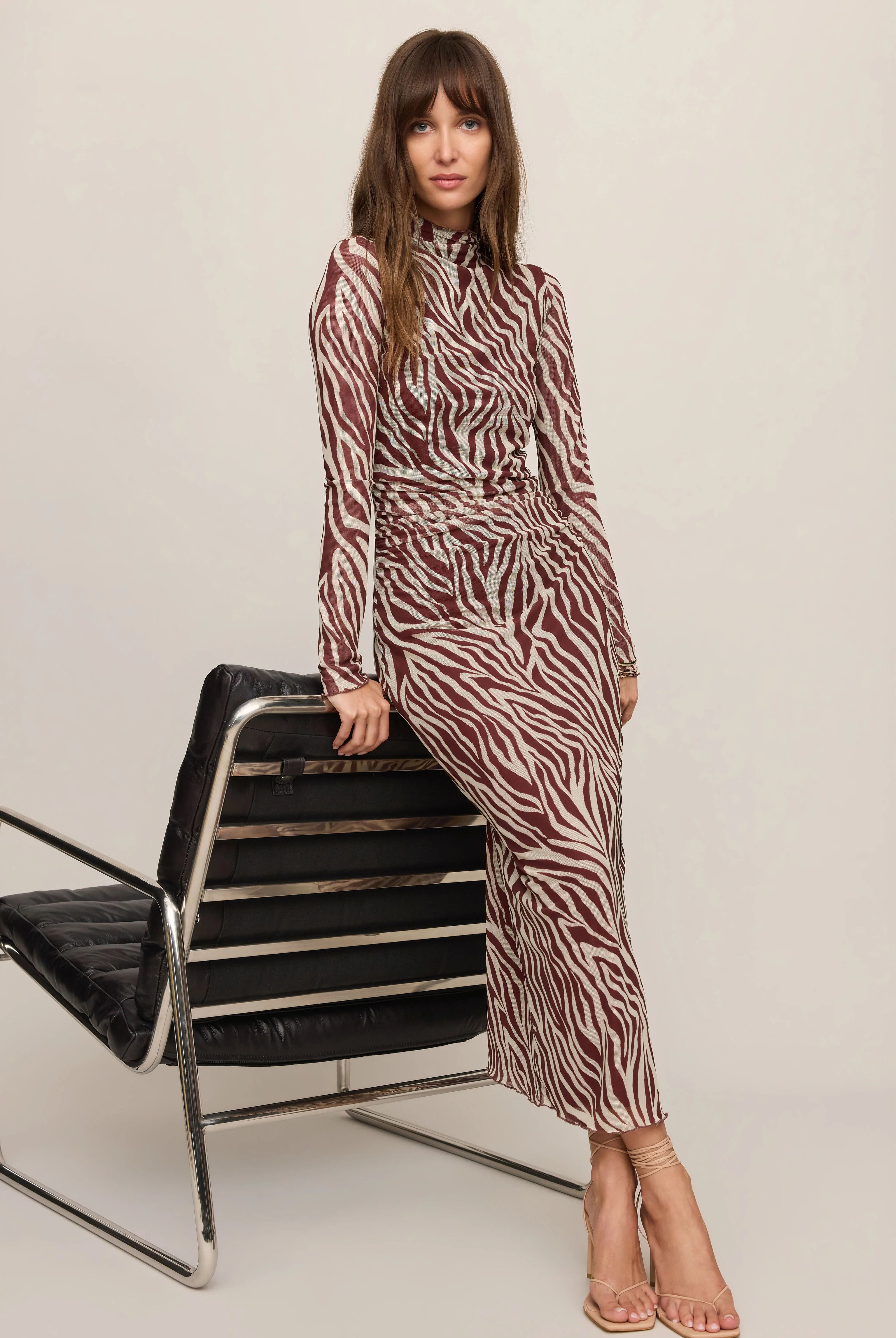 Z Supply Sevilla Zebra Mesh Midi Dress in Velvet Rouge-Midi Dresses-Z Supply-Deja Nu Boutique, Women's Fashion Boutique in Lampasas, Texas
