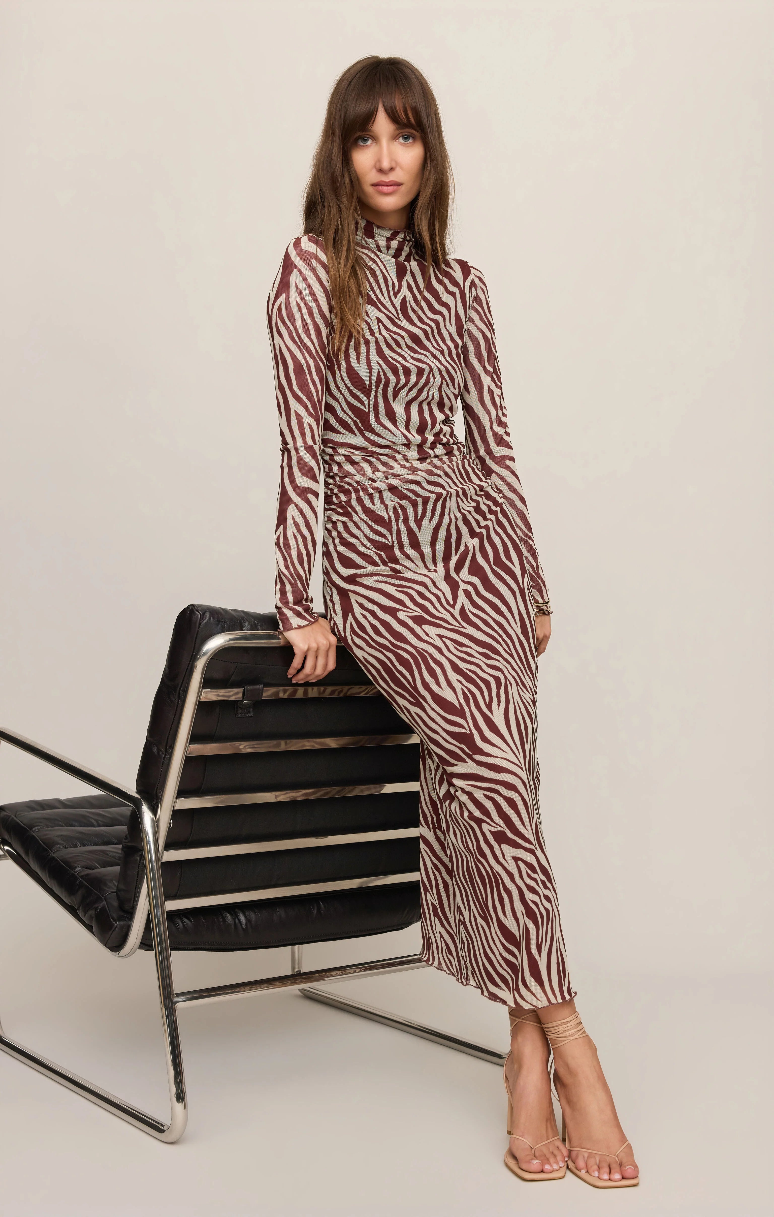 Z Supply Sevilla Zebra Mesh Midi Dress in Velvet Rouge-Midi Dresses-Z Supply-Deja Nu Boutique, Women's Fashion Boutique in Lampasas, Texas