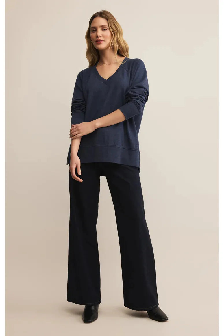 Z Supply Weekender V-Neck in Blue Sapphire-Tops-Z Supply-Deja Nu Boutique, Women's Fashion Boutique in Lampasas, Texas