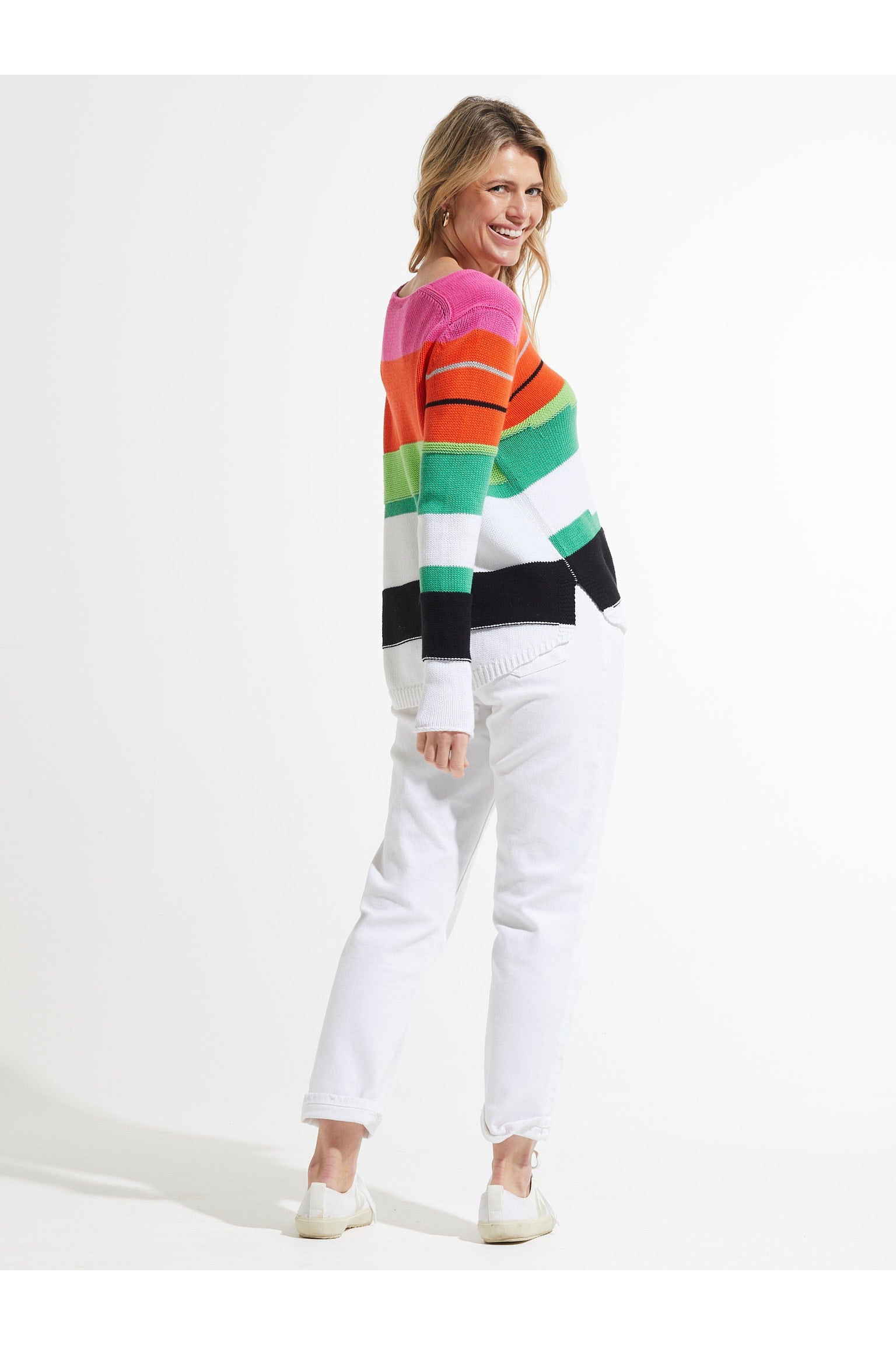 Zaket & Plover – Chunky Cotton V – White-Sweaters-Zaket & Plover-Deja Nu Boutique, Women's Fashion Boutique in Lampasas, Texas