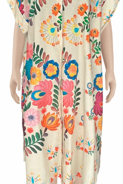 Zenara Woman Freya Multicolor Printed Cotton Shirt Dress with Belt-Midi Dresses-Zenara-Deja Nu Boutique, Women's Fashion Boutique in Lampasas, Texas