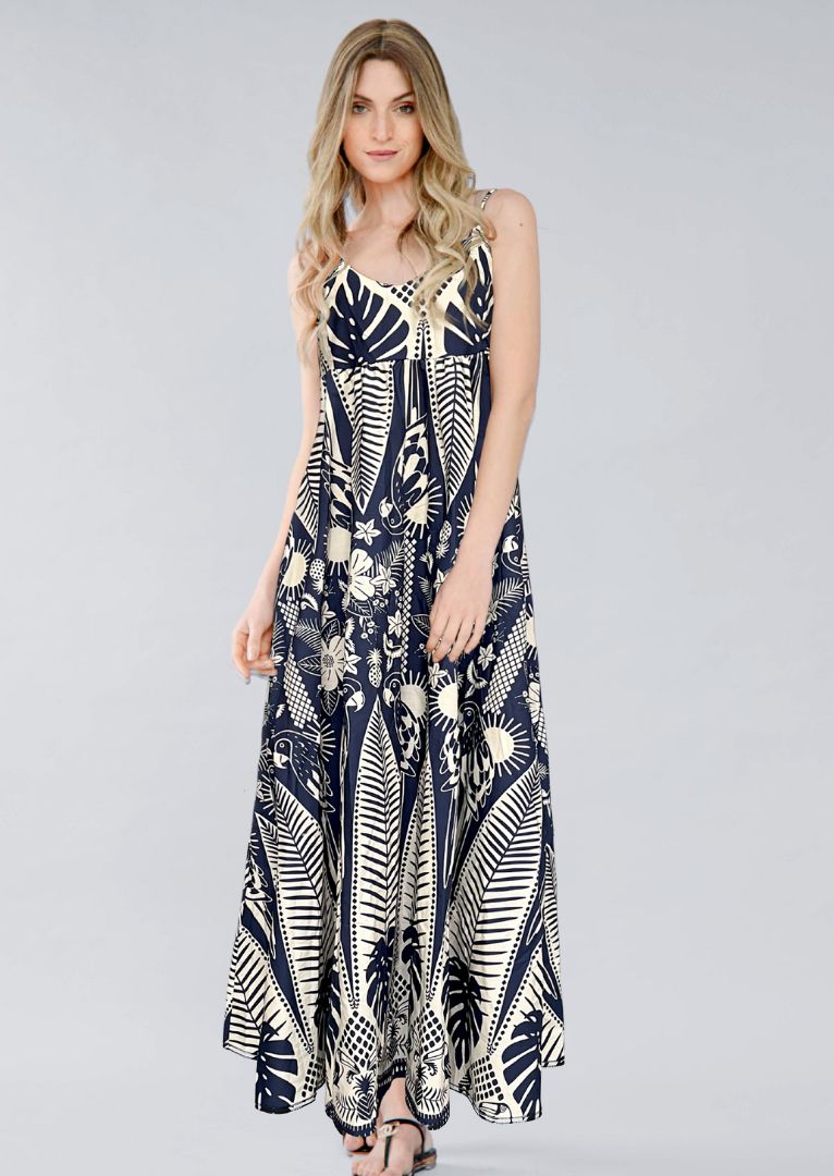Zenara Dabian Spaghetti Strap Maxi Dress-Maxi Dresses-Zenara-Deja Nu Boutique, Women's Fashion Boutique in Lampasas, Texas