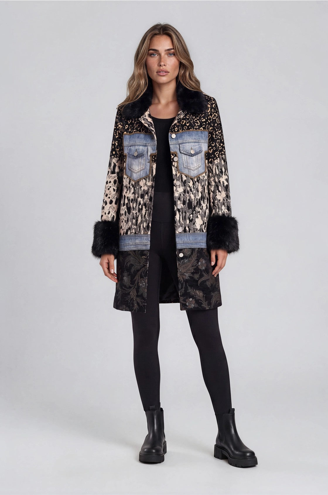 Adore Mixed Media Faux Fur Trim Jacket-Outerwear-Adore-Deja Nu Boutique, Women's Fashion Boutique in Lampasas, Texas