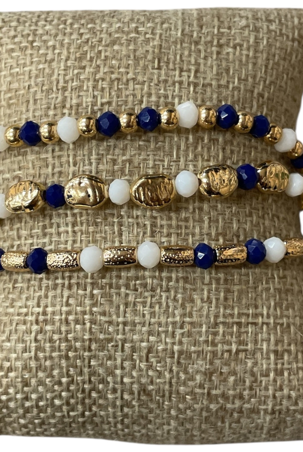 All That Glitterz Blue & White Beaded 3-Piece Bracelet Set-Bracelets-All That Glitterz-Deja Nu Boutique, Women's Fashion Boutique in Lampasas, Texas