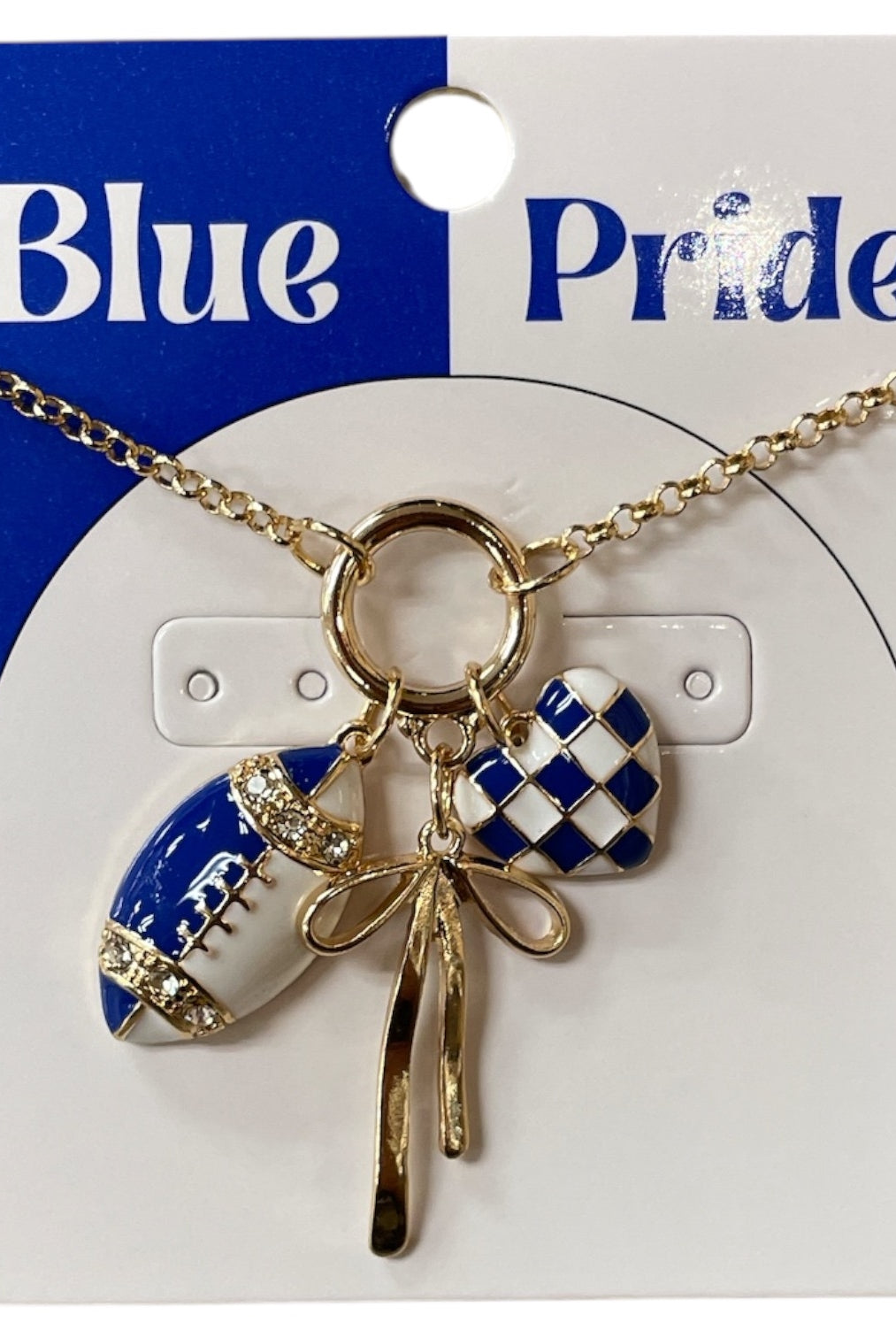 All That Glitterz Blue & White Football Charm Necklace-Necklace-All That Glitterz-Deja Nu Boutique, Women's Fashion Boutique in Lampasas, Texas